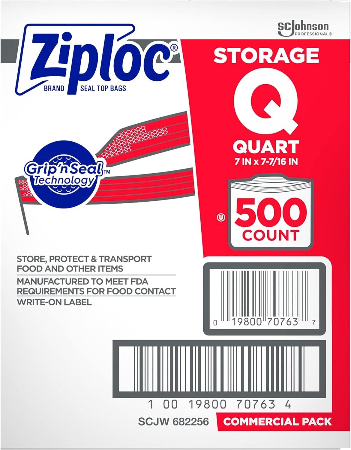 Ziploc Quart Food Storage Bags, Grip 'n Seal Technology for Easier