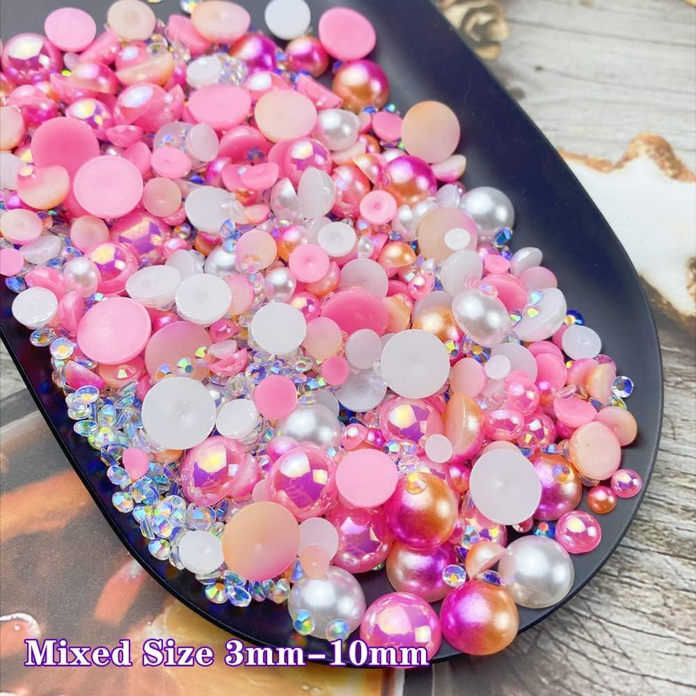 Mixed Size Flatback Pearls And Rhinestone 3mm-10mm AB Color Resin  Rhinestones Half Pearls For Crafts Tumblers Nail Art Clothes - AliExpress