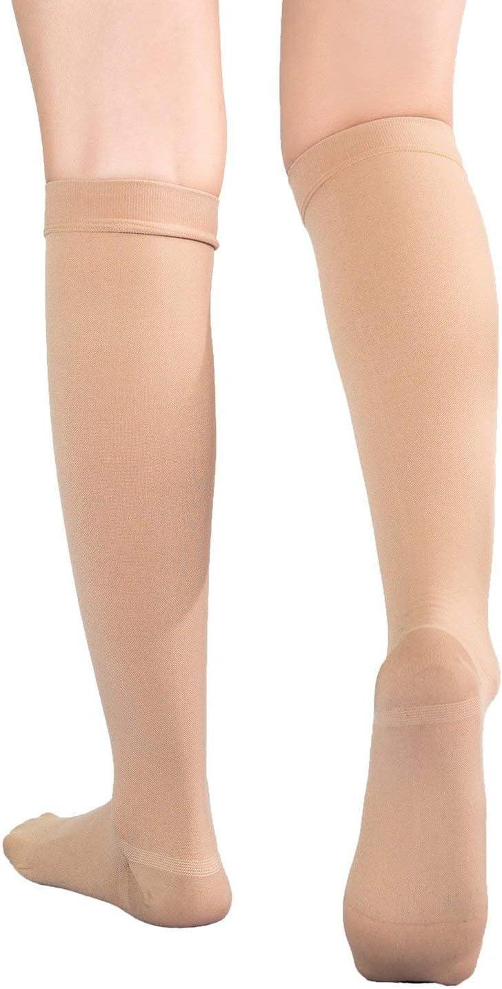 TOFLY Medical Compression Stockings 20-30 mmHg Knee High Compression Socks  XL 20-30mmhg Closed-toe Beige