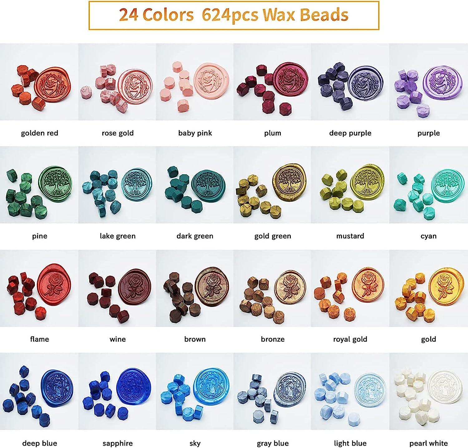 Wax Seal Beads - Sealing Wax Beads for Stamp Seals Letter Sealing Wax Melts Kit for Stamps Melting Wax for Sealing Envelopes Multi Colors - Style