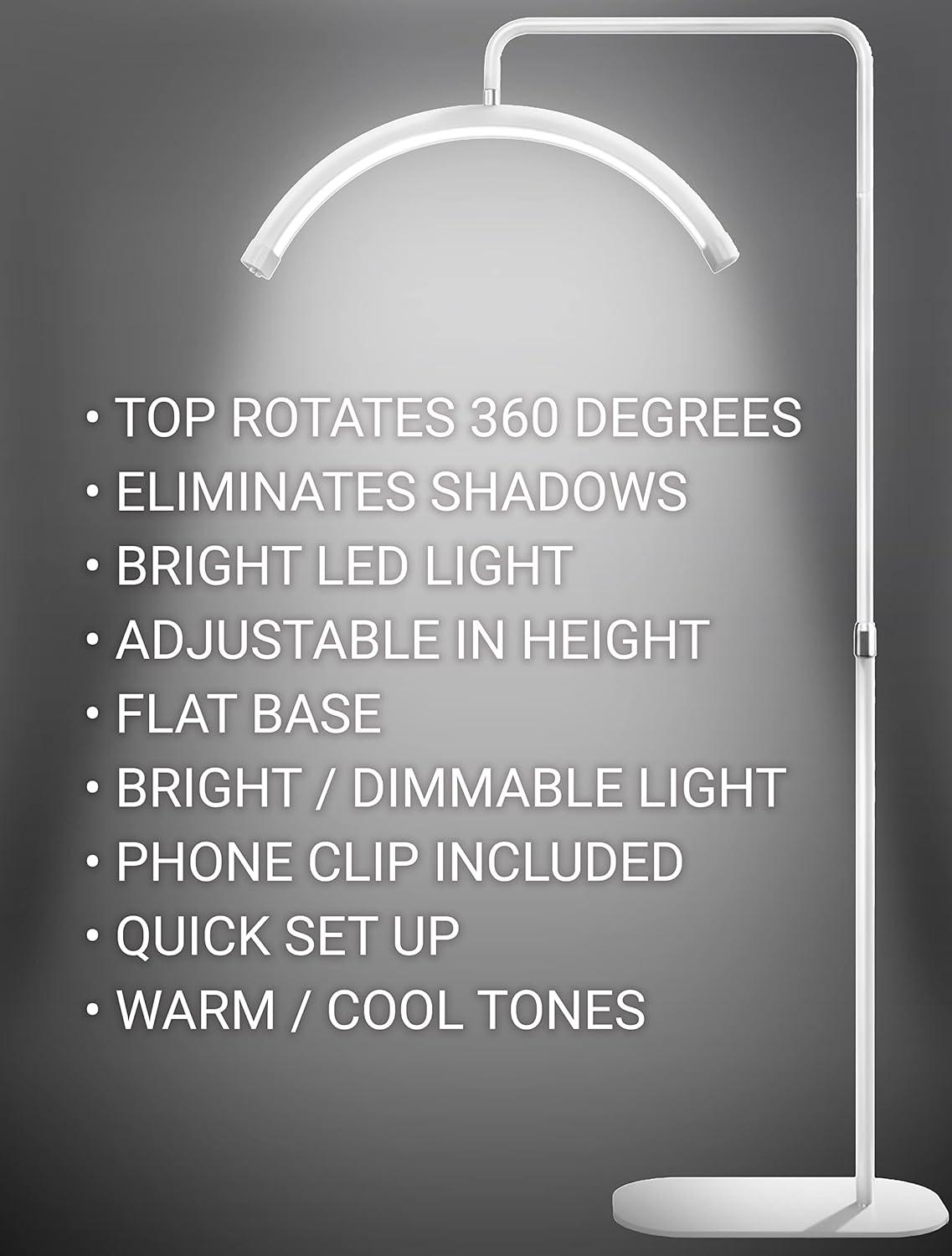 Eyelash LED Floor Light, Half Moon Lamp for Lash Extension, Lighting for Beauty, Skincare, Lashes, Eyebrows, Filming Content Creation (Black)