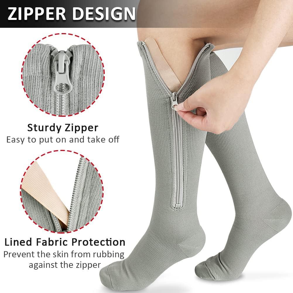 Ailaka Medical 15-20 mmHg Zipper Compression Socks Women Men Varicose Vein  Edema : : Health & Personal Care