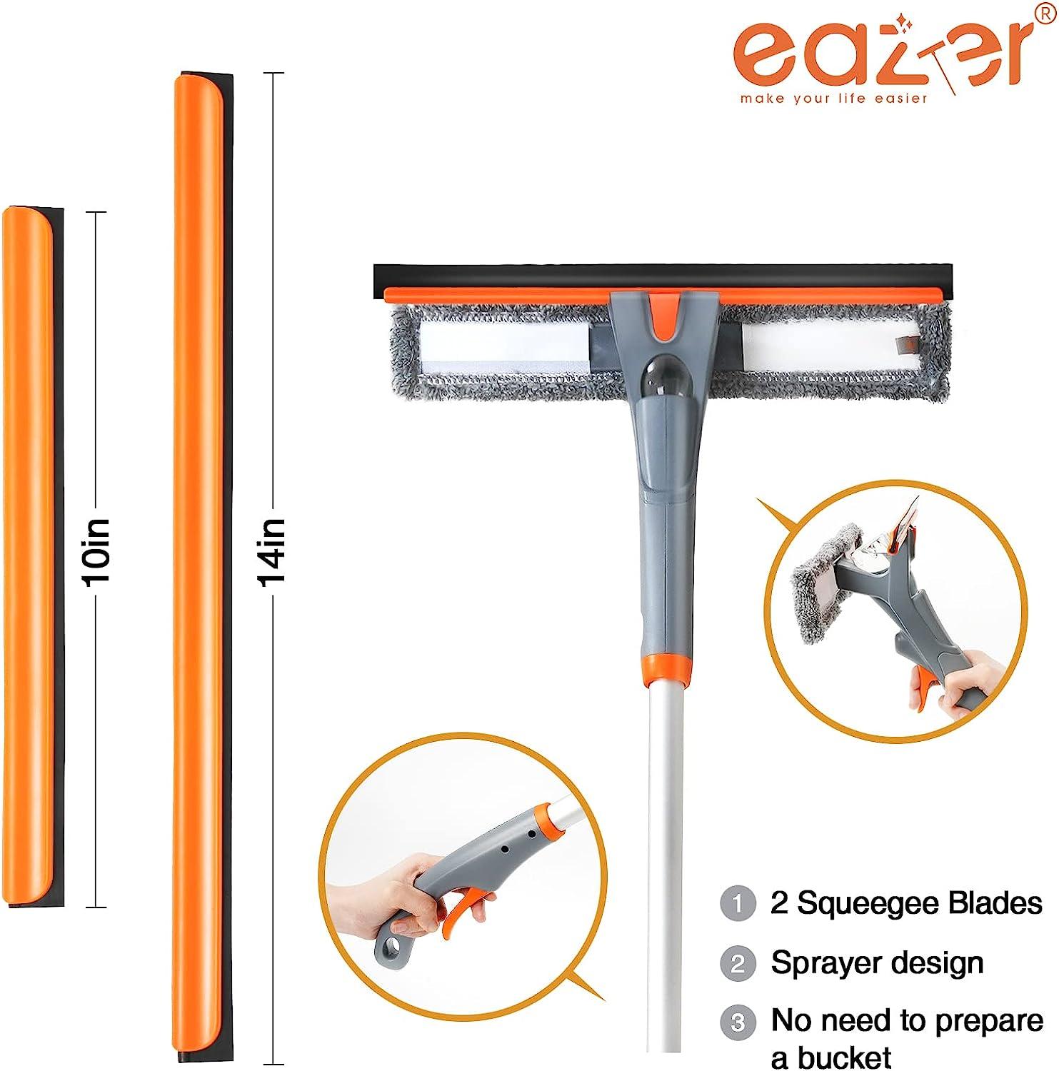 eazer 89'' Squeegee Window Cleaner 2 in 1 Rotatable Window Cleaning Tool  Kit with Extension Pole, Window Washing Equipment with Bendable Head for