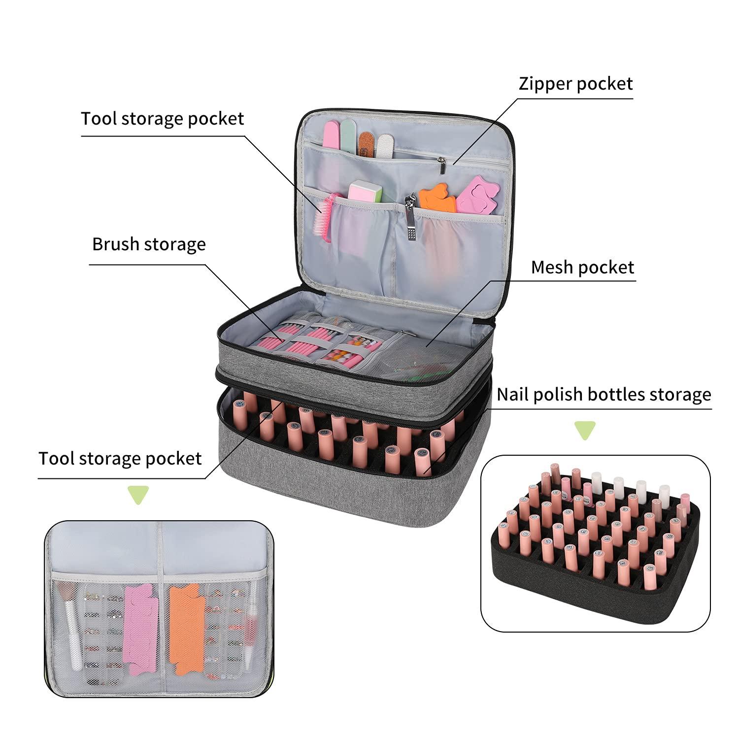 Portable Nail Polish Organizer Case with 30 Slot Foam For 15ml/0.5