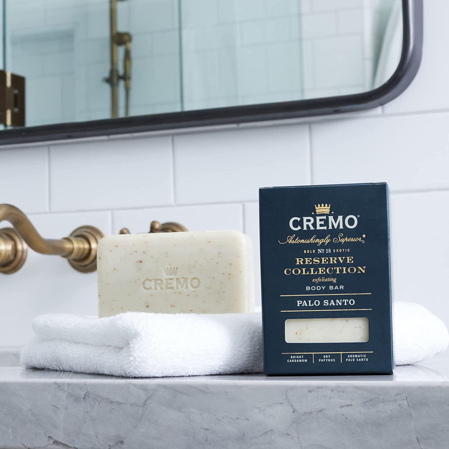 Cremo Exfoliating Body Bars Palo Santo (Reserve Collection) - A Combination of Lava Rock and Oat Kernel Gently Polishes While Shea Butter Leaves