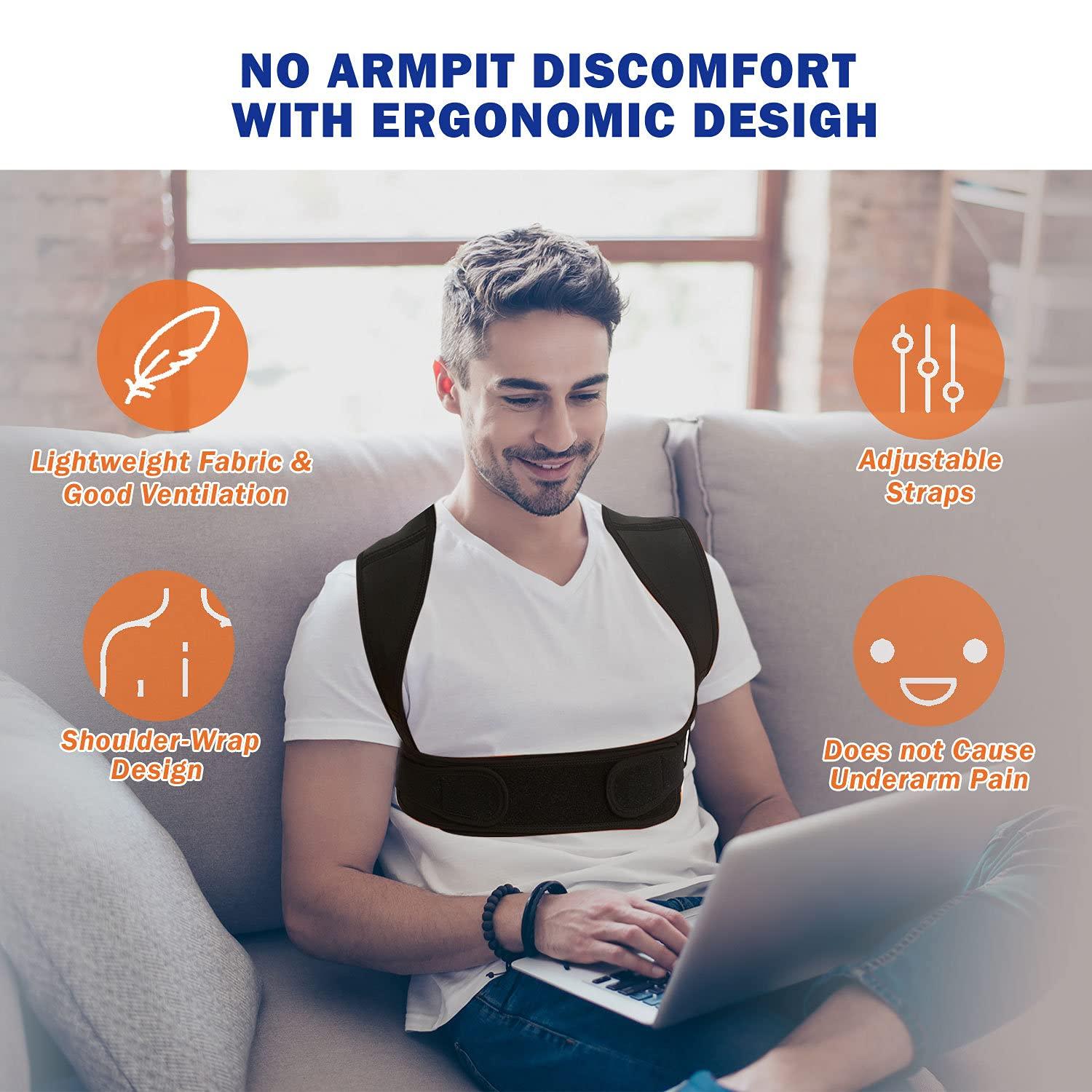 Posture Corrector for Women and Men, Huninpr Adjustable Upper Back Brace,  Breathable Back Support straightener, Providing Pain Relief from Lumbar,  Neck, Shoulder, and Clavicle, Back. (Universal size)
