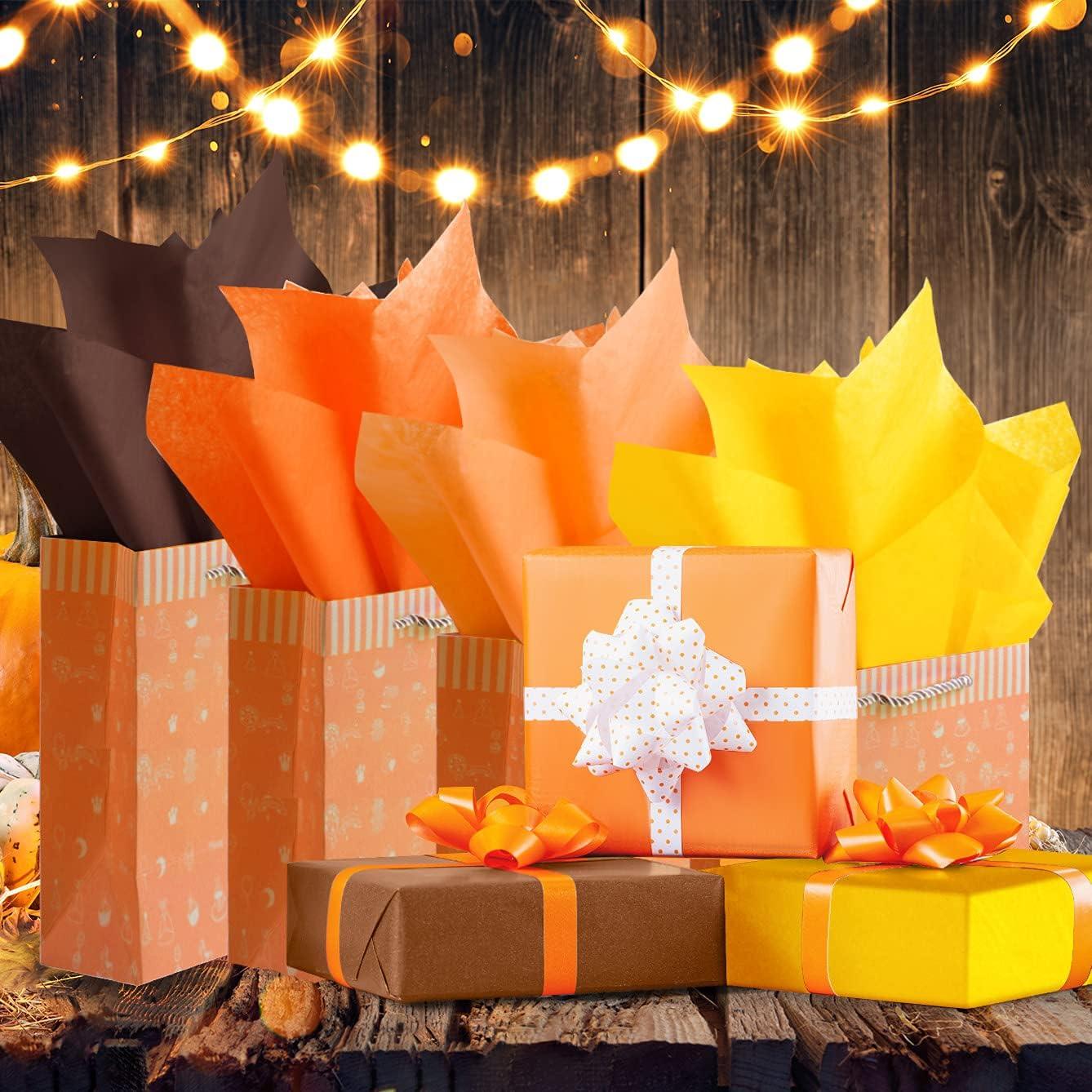 Whaline 20 x 28inch Orange Tissue Paper Fall Assorted Wrapping Paper Orange  Gift Wrapping Tissue Paper Art Paper Crafts for Halloween Autumn