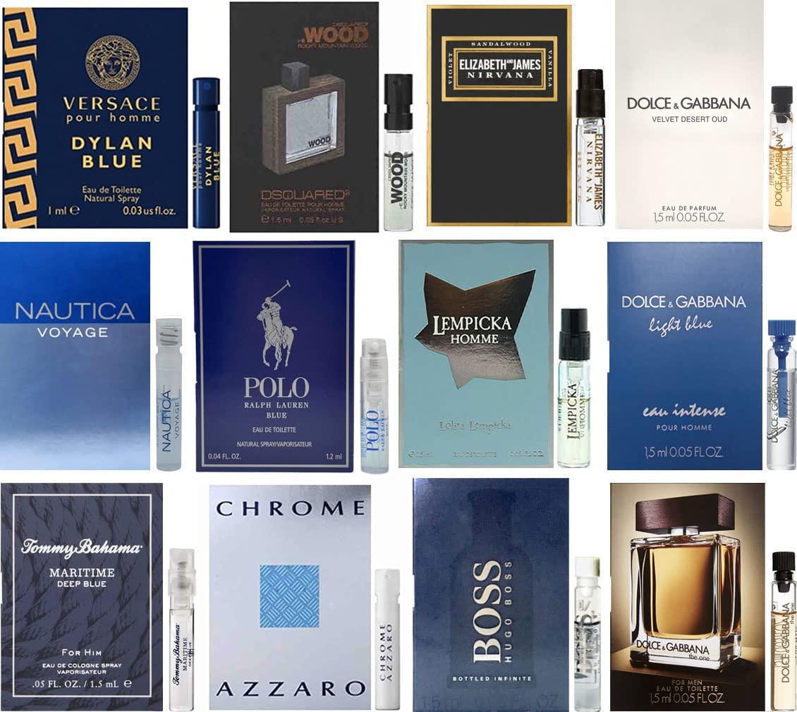 Mens Cologne Top Designer Sample Vial Set of 12 Best Rated Mens