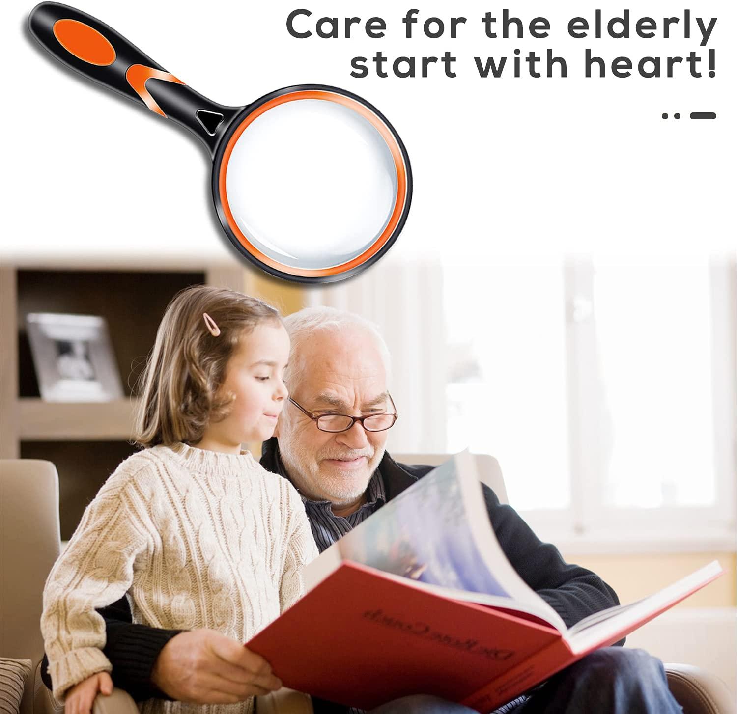 135Mm Large Elderly Parents Holding Reading Magnifying Glass 5X 10X 30 Led  Three Color Light Sources - AliExpress