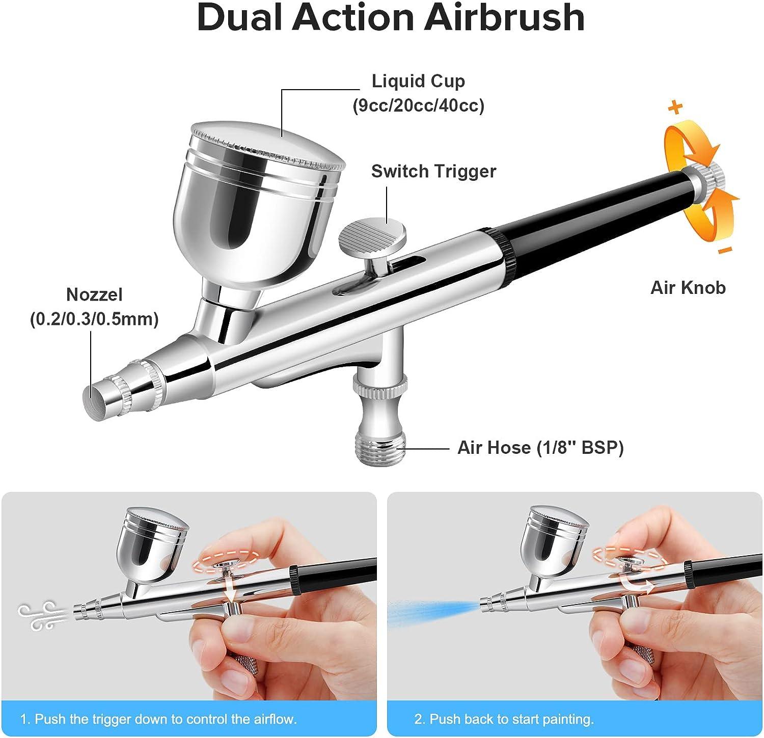 Airbrush Compressor Kit Dual Action Trigger Air Brush Spray Gun