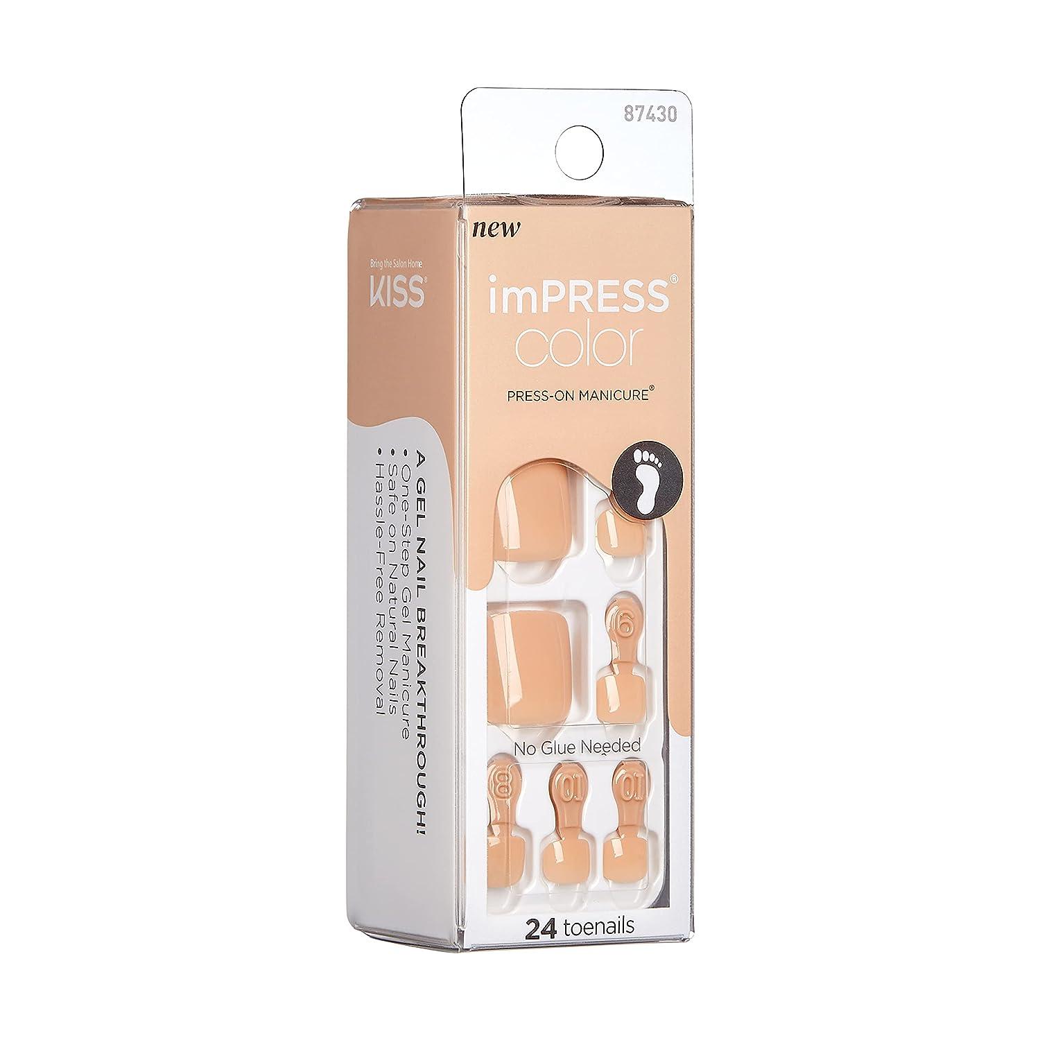 KISS imPRESS Press-On Pedicure Fake Toenails Kit Style Impressive