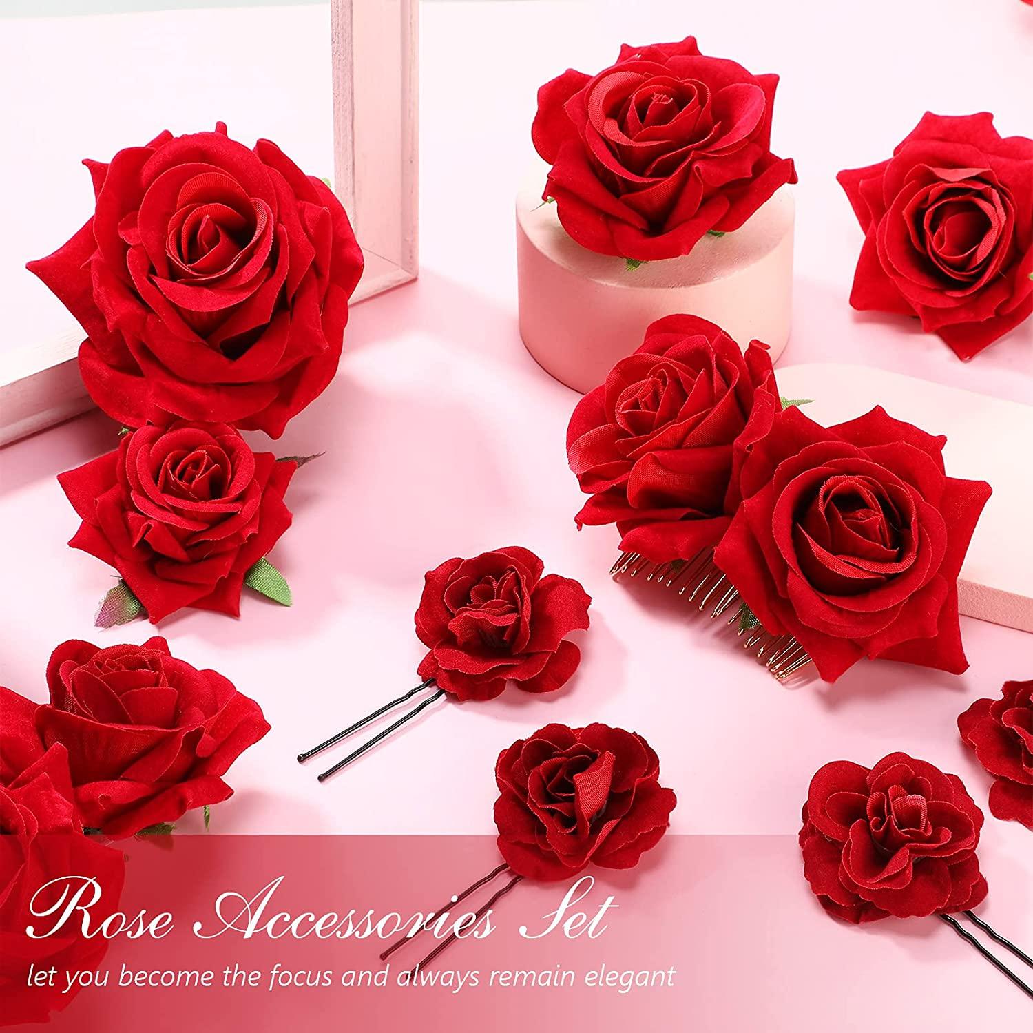  inSowni 9 Pack Big Rose Flower Hair Clips Brooch Pins  Accessories for Women Girl Bridal (9PCS S2) : Beauty & Personal Care