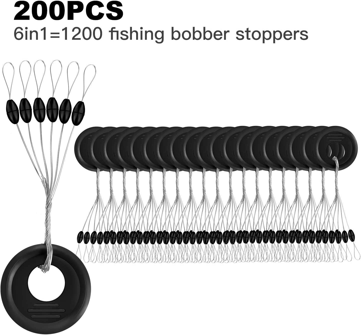 Fishing Rubber Stopper Fishing Bobber 120Pcs20Groups 6 in 1 Float Sinker  Stopper Black Bobber Stops Fishing