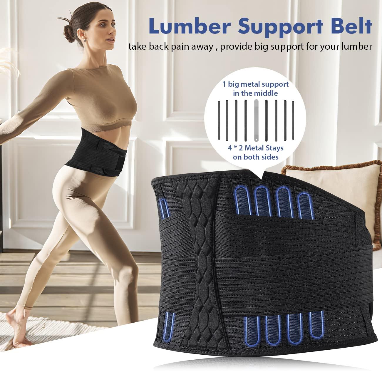 Racbeuk Lumbar Support Belt Lower Back Brace for Lifting Herniated Disc  Sciatica Pain Relief Breathable Lumbar Brace for Men & Women Large
