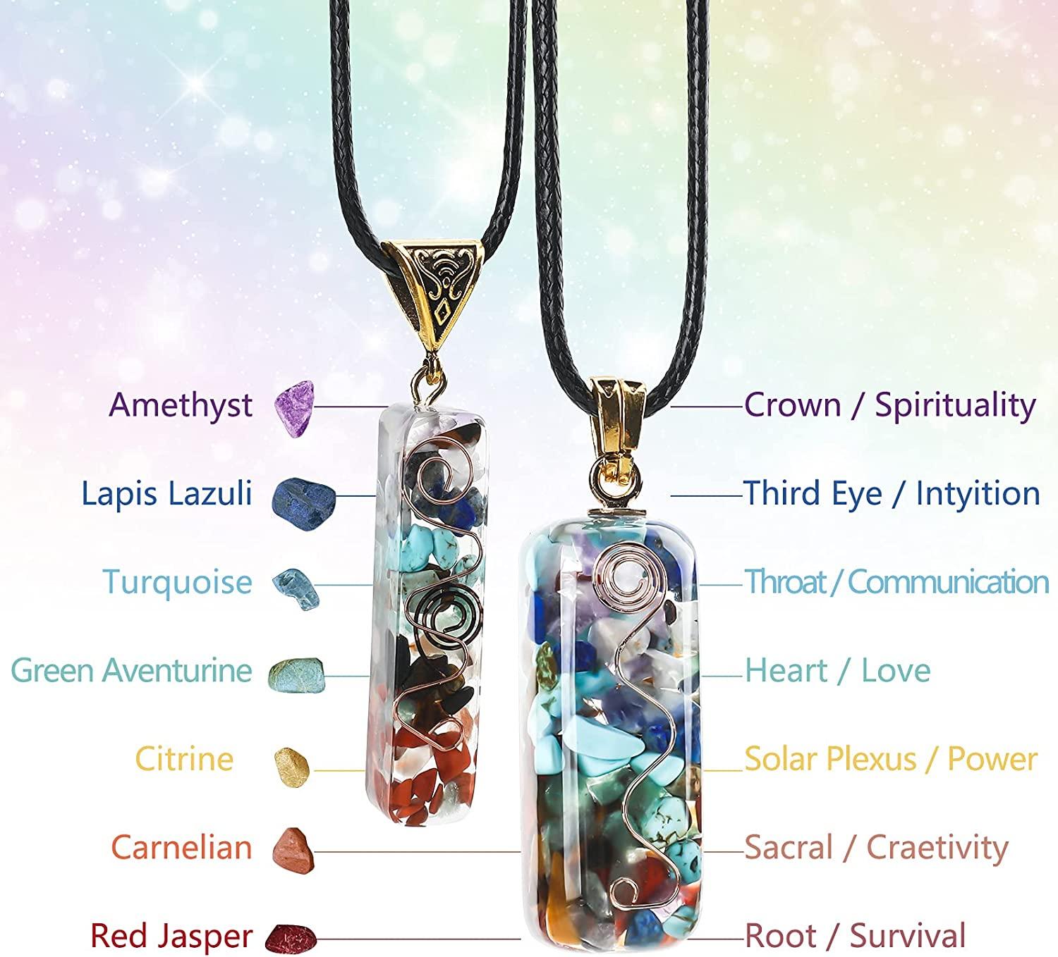 Chakra Crystal Sacred Orgonite Pendant Necklace with Amethyst and