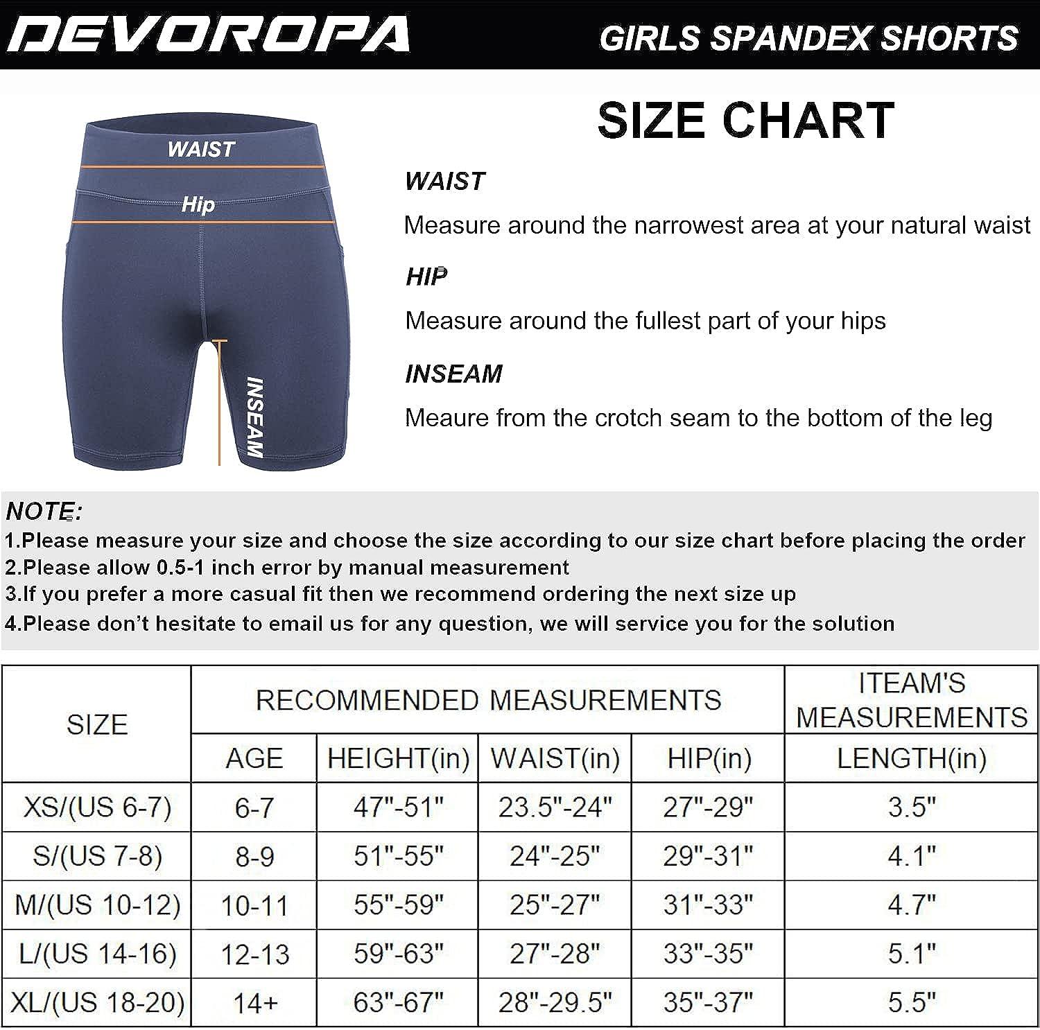 DEVOROPA Girls 5 Spandex Volleyball Shorts Stretch Youth Athletic  Gymnastics Shorts Kid Yoga Dance Compression Shorts Pocket : :  Clothing