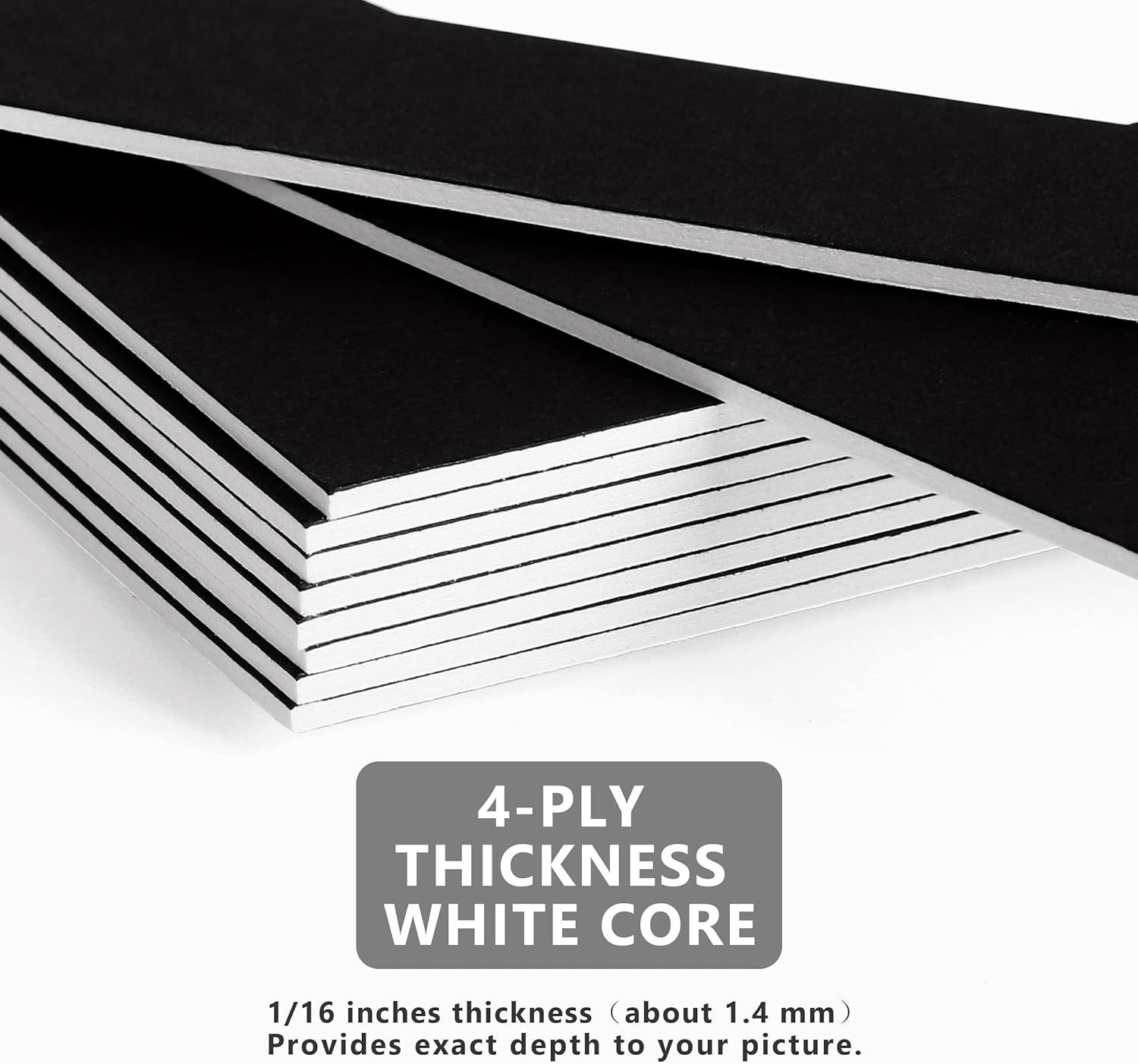 Somime 25 Pack Black Picture Mats - 11x14 Pre-Cut Mats for 8x10 Photos -  White Core Bevel Cut Frame Matte, Acid Free, Ideal for Frames, Artwork and