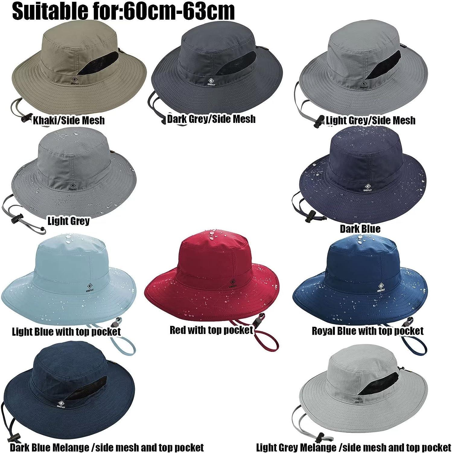 Wide Brim XL Extra Large Big Head Size Summer Sun Hat Water Repellent Rain  Protection Chin Strap String Fishing Men and Women X-Large-3X-Large Red  With Top Pocket (suitable:60cm-63cm)