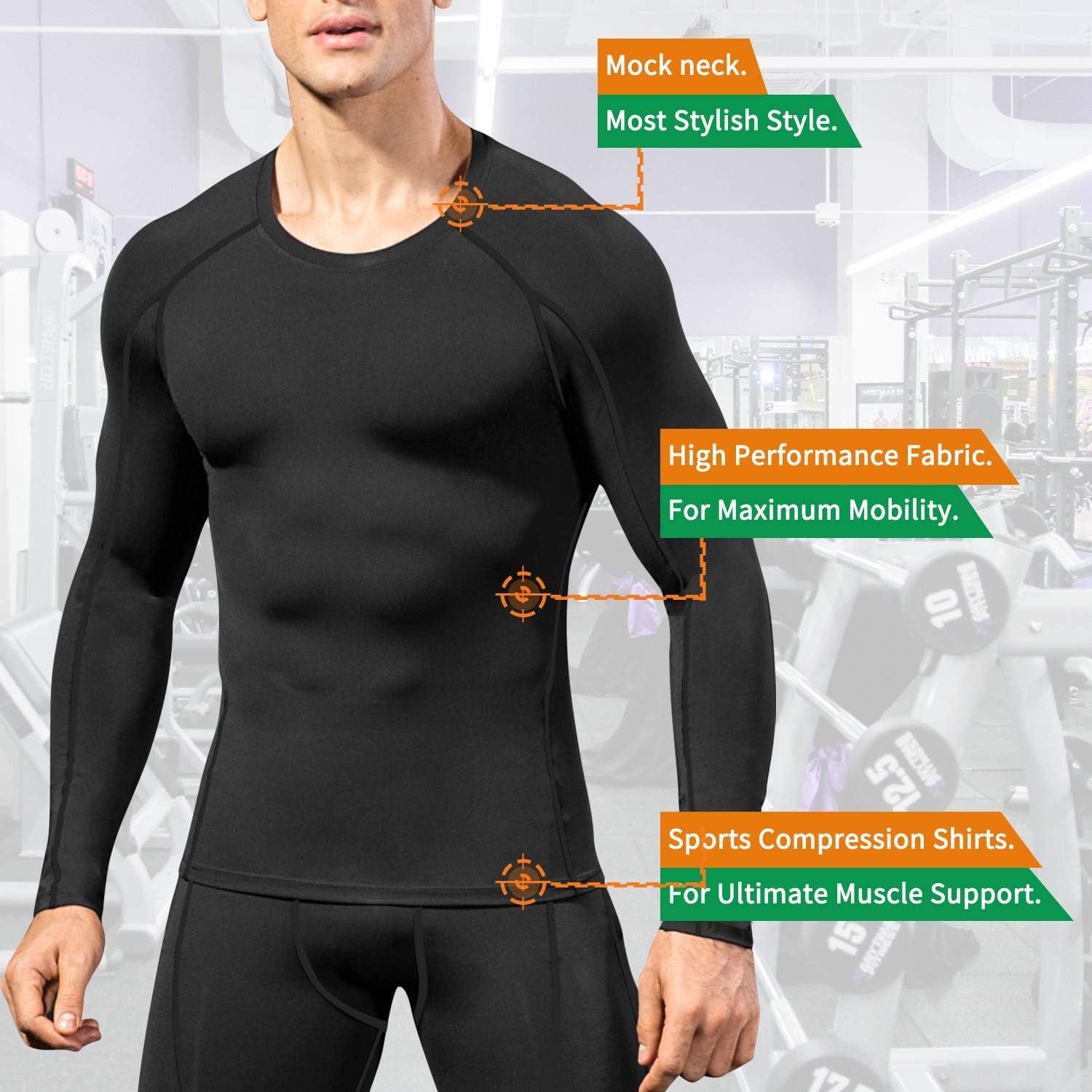 Men's Compression Shirts Long Sleeve Athletic Workout Tops Gym