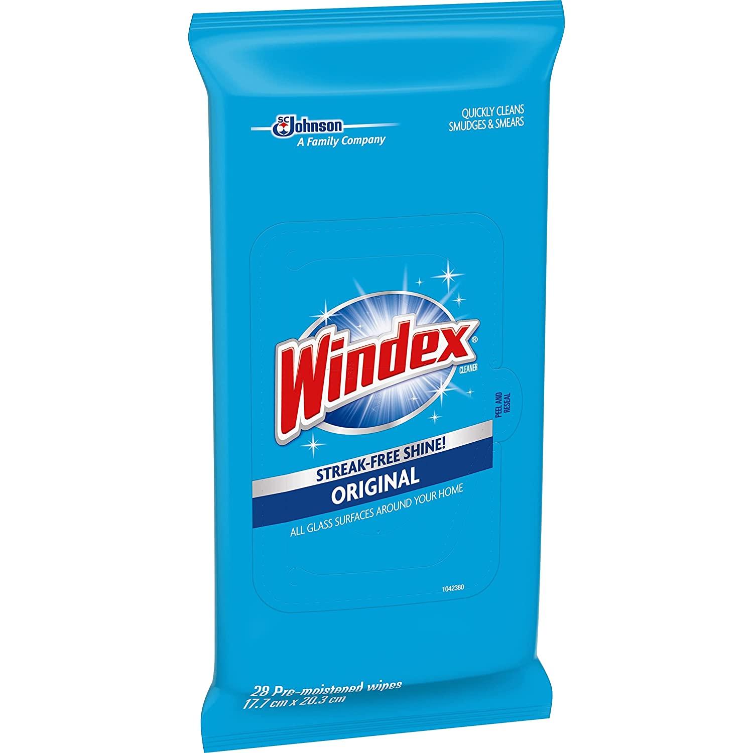 (2 Pack)-Windex Streak-Free Shine, Original Glass & Surface Wipes, 28 count  each