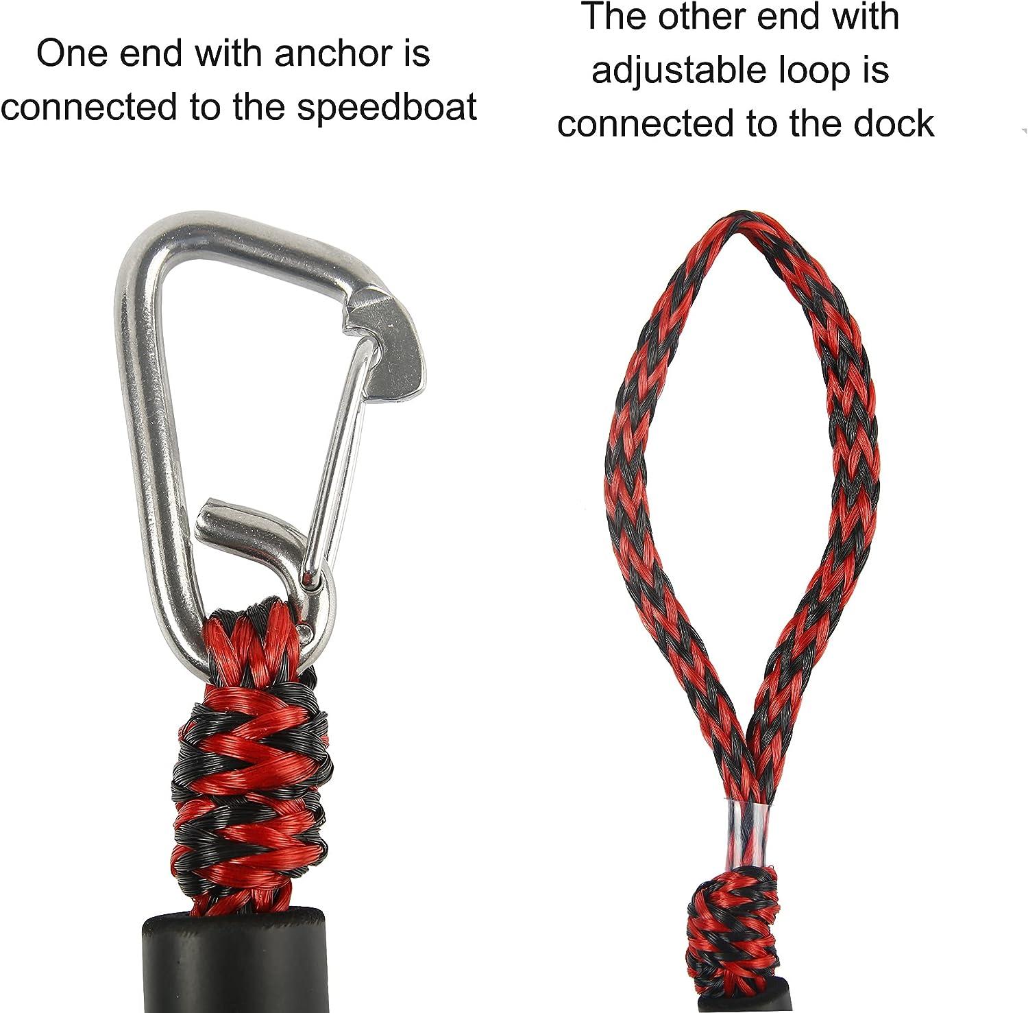 Bungee Dock Line Mooring Rope Bungee Cord Docking String Shock Bungee  Docking Ropes for Boat Dock Lines with Stainless Steel Clip (4 X) Red and  Black Waves Red and Black Waves 4p