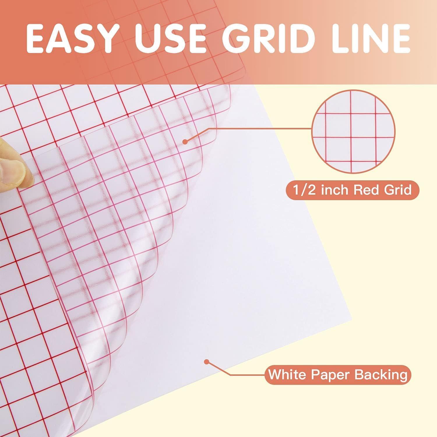 Adhesive PVC Transfer Vinyl Application Tape with Red Grid and