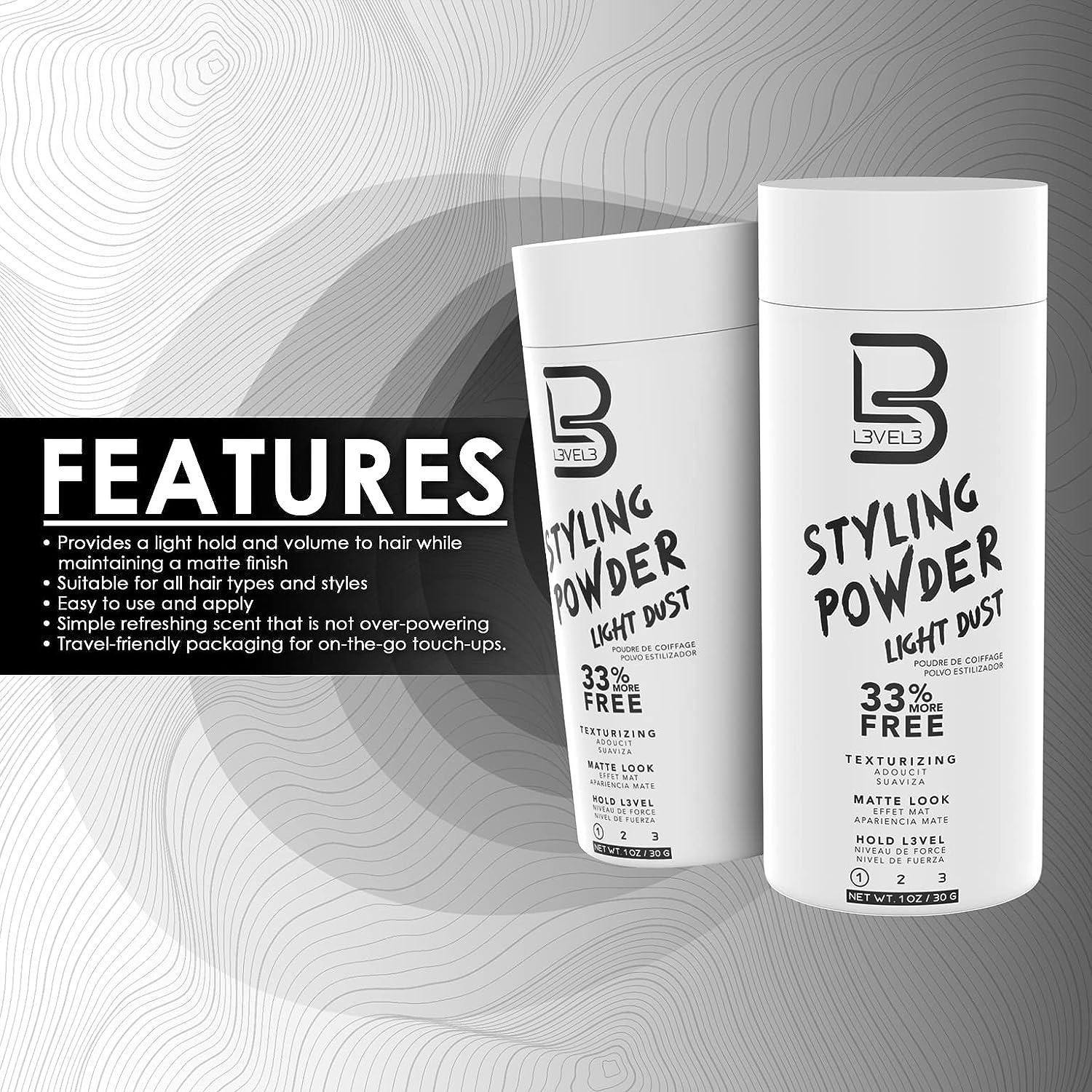 L3 Level 3 Travel Styling Powder - Small 0.18 oz for Travel - Natural Look  Mens Powder - Sample Styling Powder (Light Hold-12Pack)