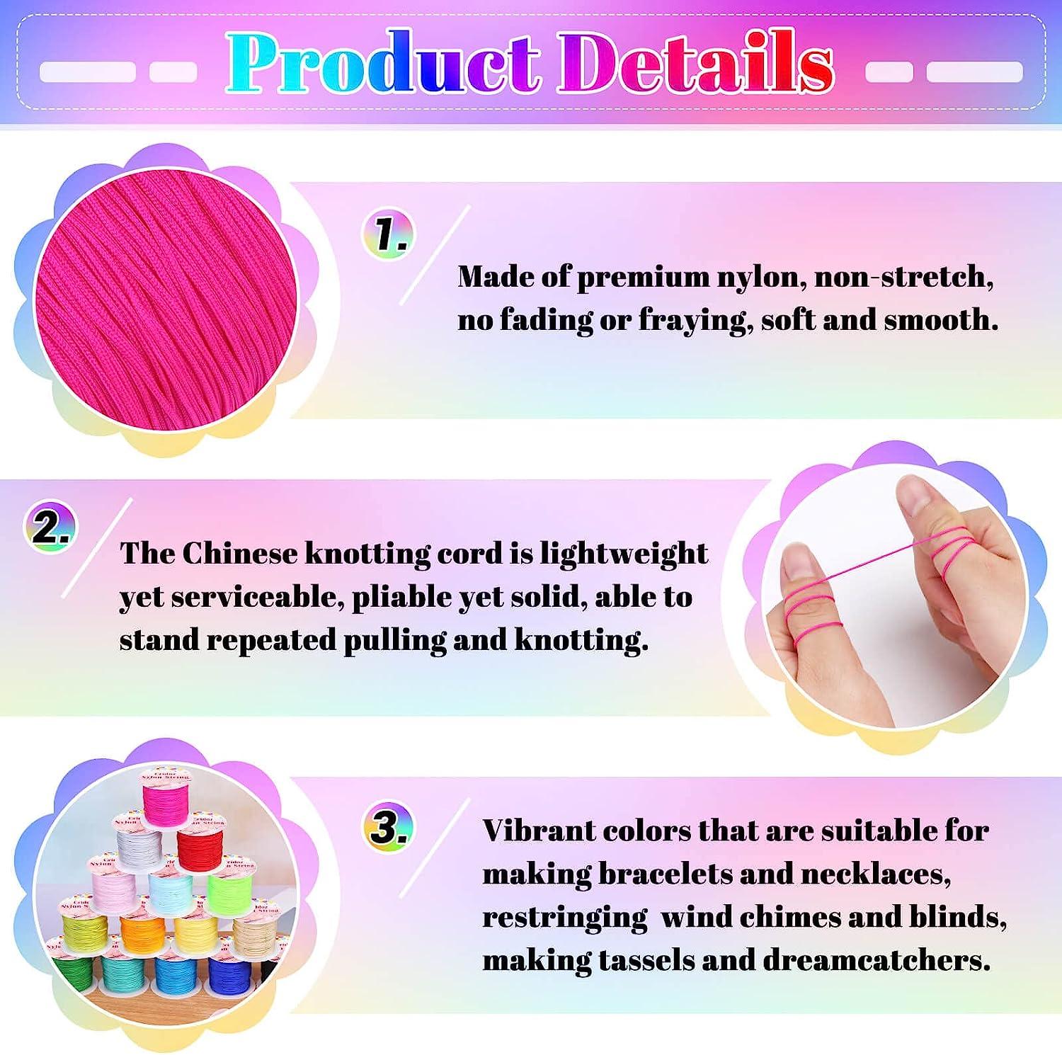 20 Colors 1mm Chinese Knotting Cord Nylon Kumihimo Macrame Thread Cord  Beading String For Macrame Friendship Bracelet Making(about 400m/ 430yards)