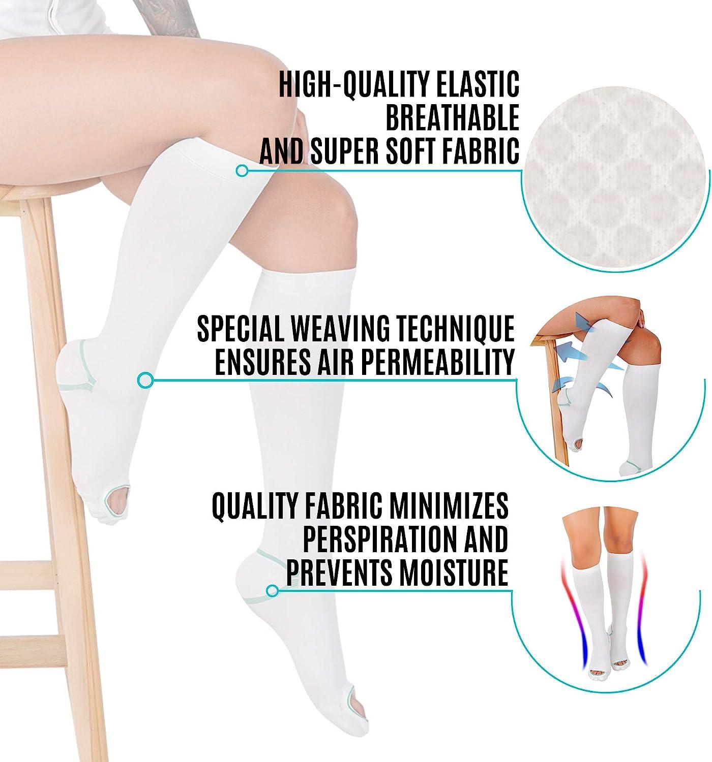 Anti Embolism Compression Stockings, Knee High Unisex Ted Hose Socks 15-20  mmHg Moderate Level X-Large (1 Pair)