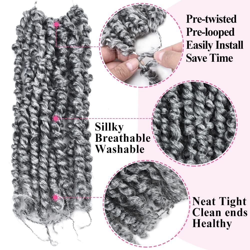 8 Packs Pre-twisted Passion Twist Crochet Hair for Black Women, 8