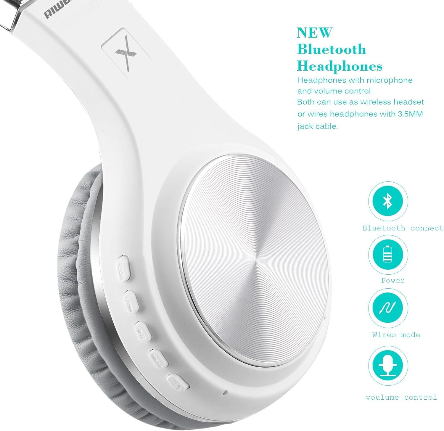 Riwbox TX8 Bluetooth Headphones, Over Ear Headphones, HiFi Stereo