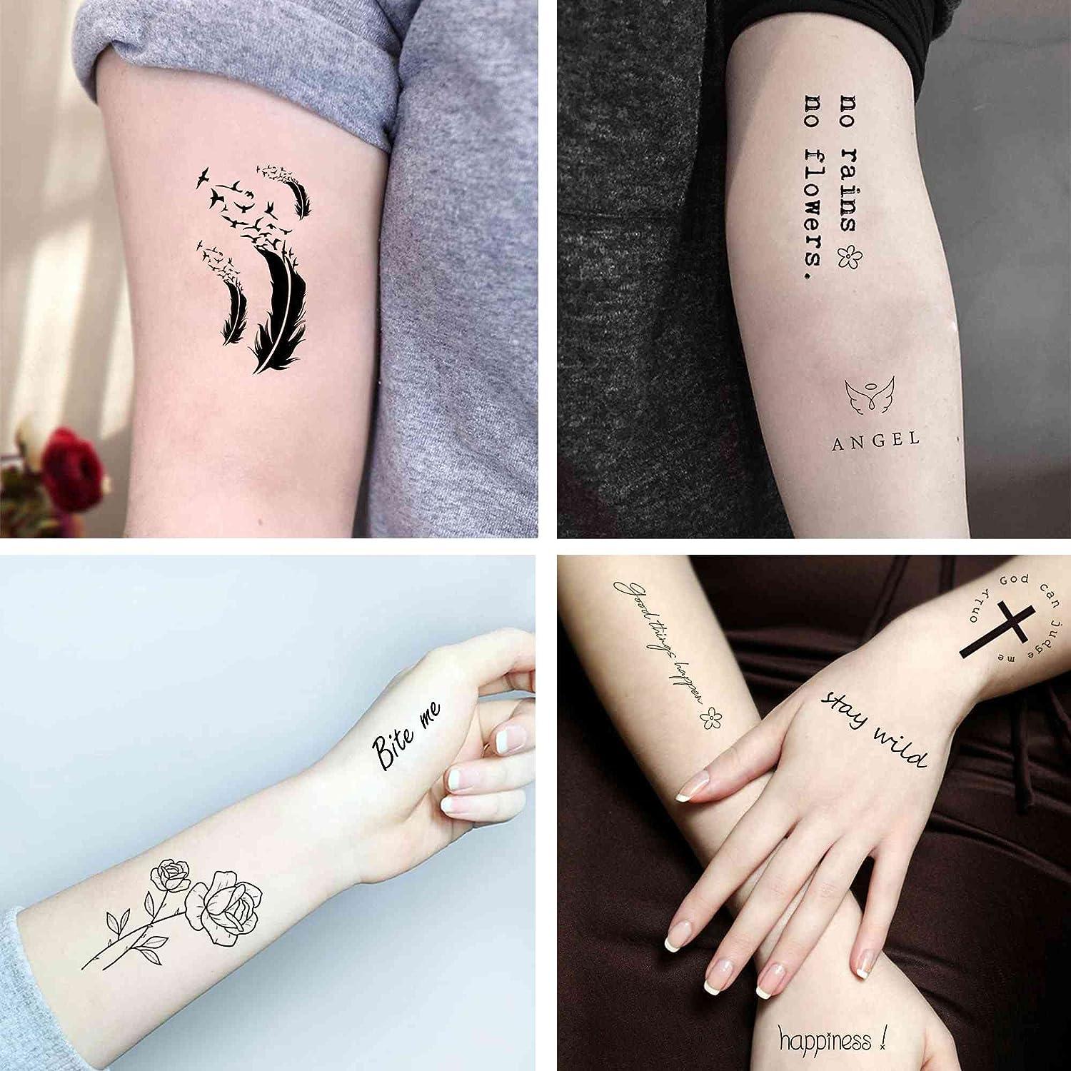 Amazon.com : Dopetattoo Realistic Temporary Tattoo 48 Designs Quote Word  Inspirational Words Wild Flower Floral Bouquet for Women Girls : Beauty &  Personal Care