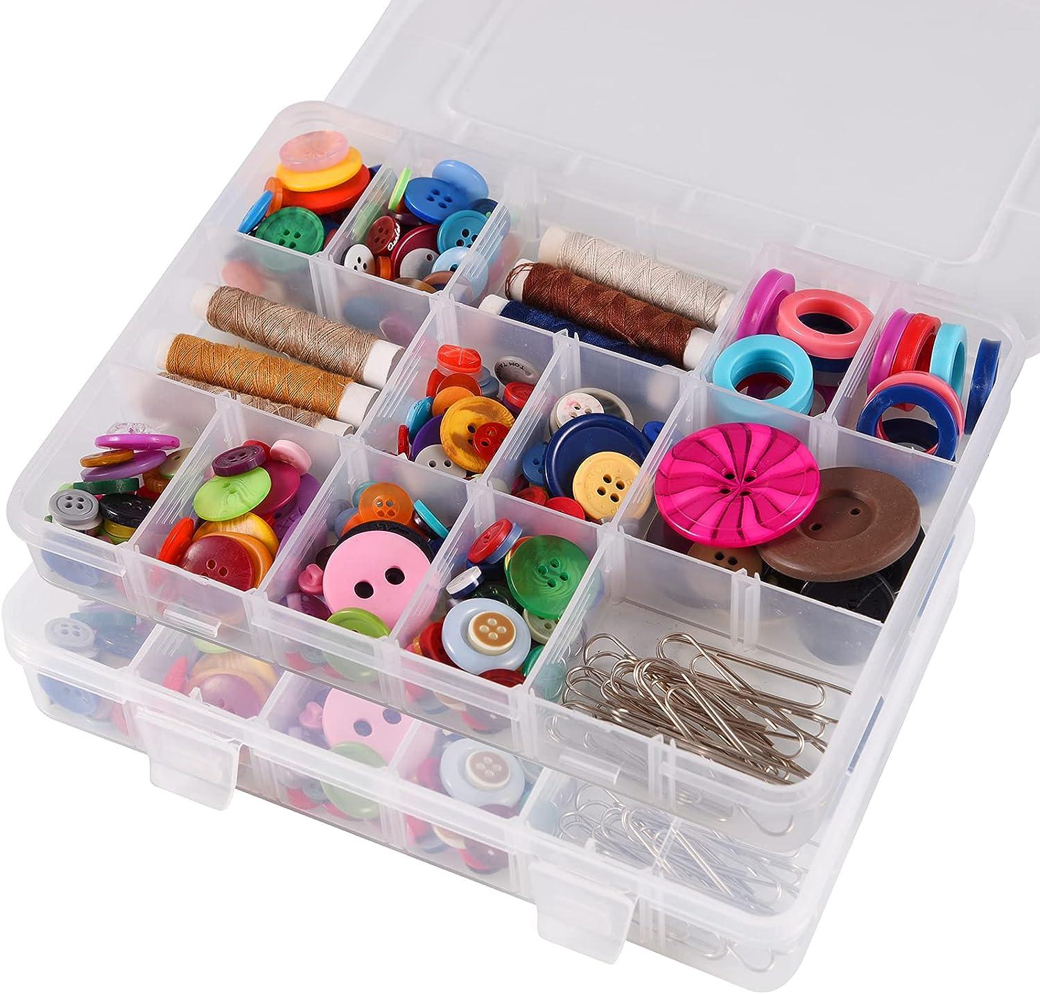 18 Grids Plastic Organizer Box with Dividers, Exptolii Clear Compartment Container  Storage for Beads Crafts Jewelry Fishing Tackles, Size 7.9 x 6.2 x 1.2 in  1x 18 Grids
