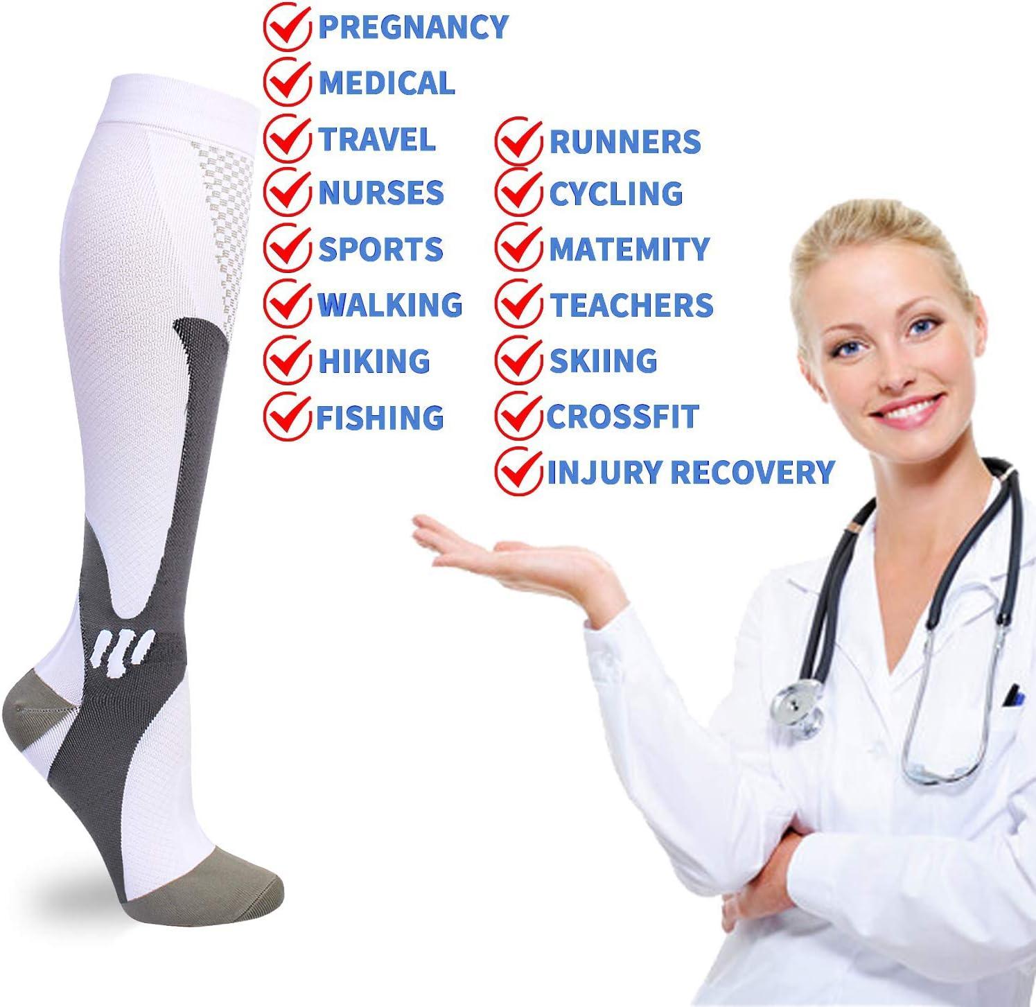 6-Pair Sport Compression Socks for Men and Women Knee High - made for  running, athletics, pregnancy and travel