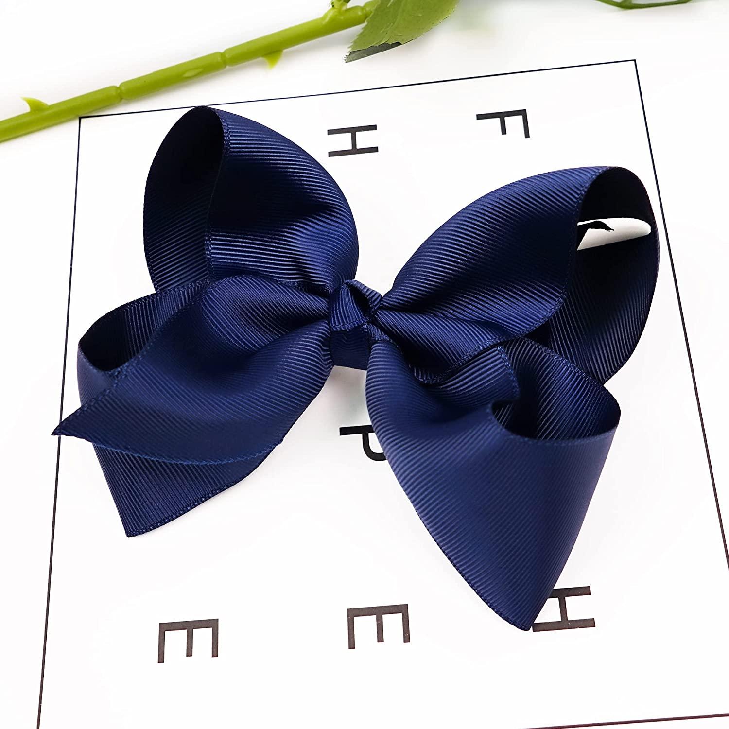 Navy Blue Boutique Hairbow Blue Hair Bow Clip Large Blue 