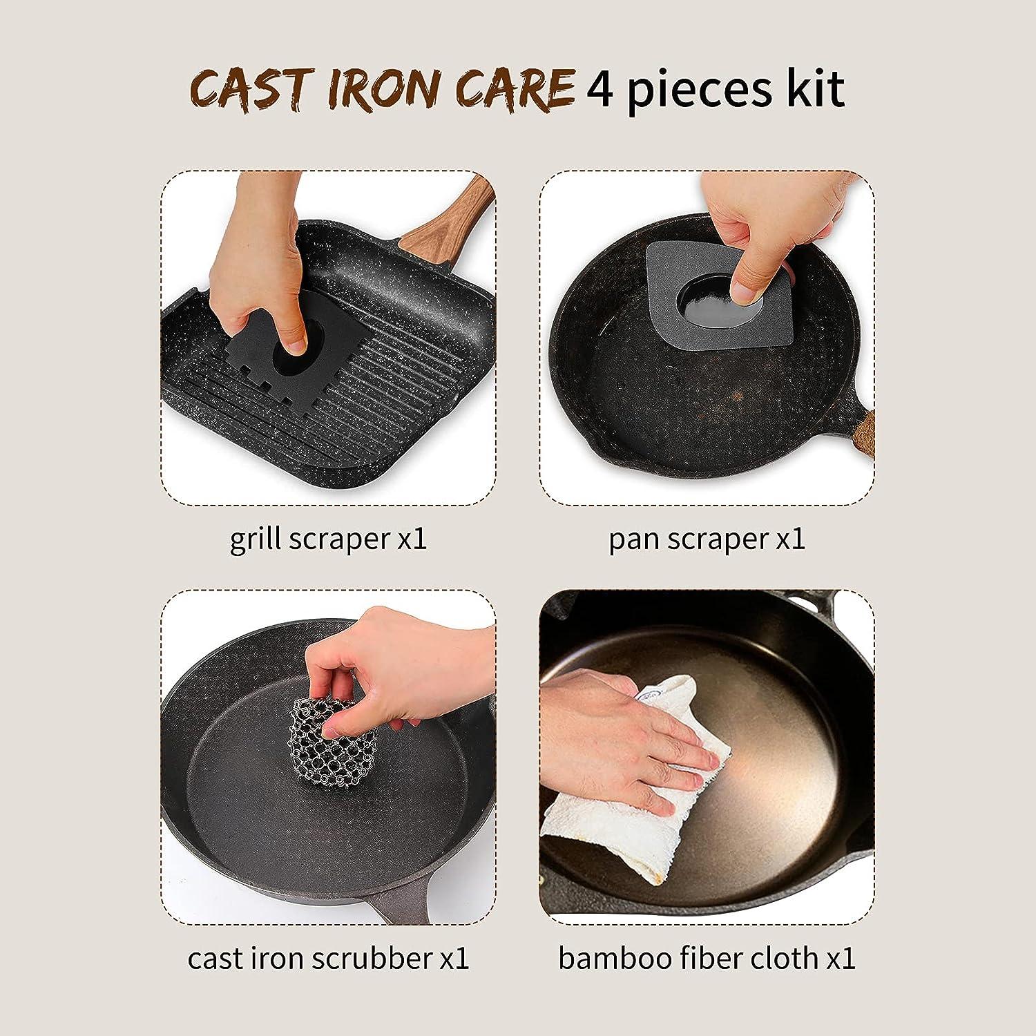 Cast Iron Skillet Cleaner Chainmail Scrubber Brush Chain Cleaning Sponge  Tool