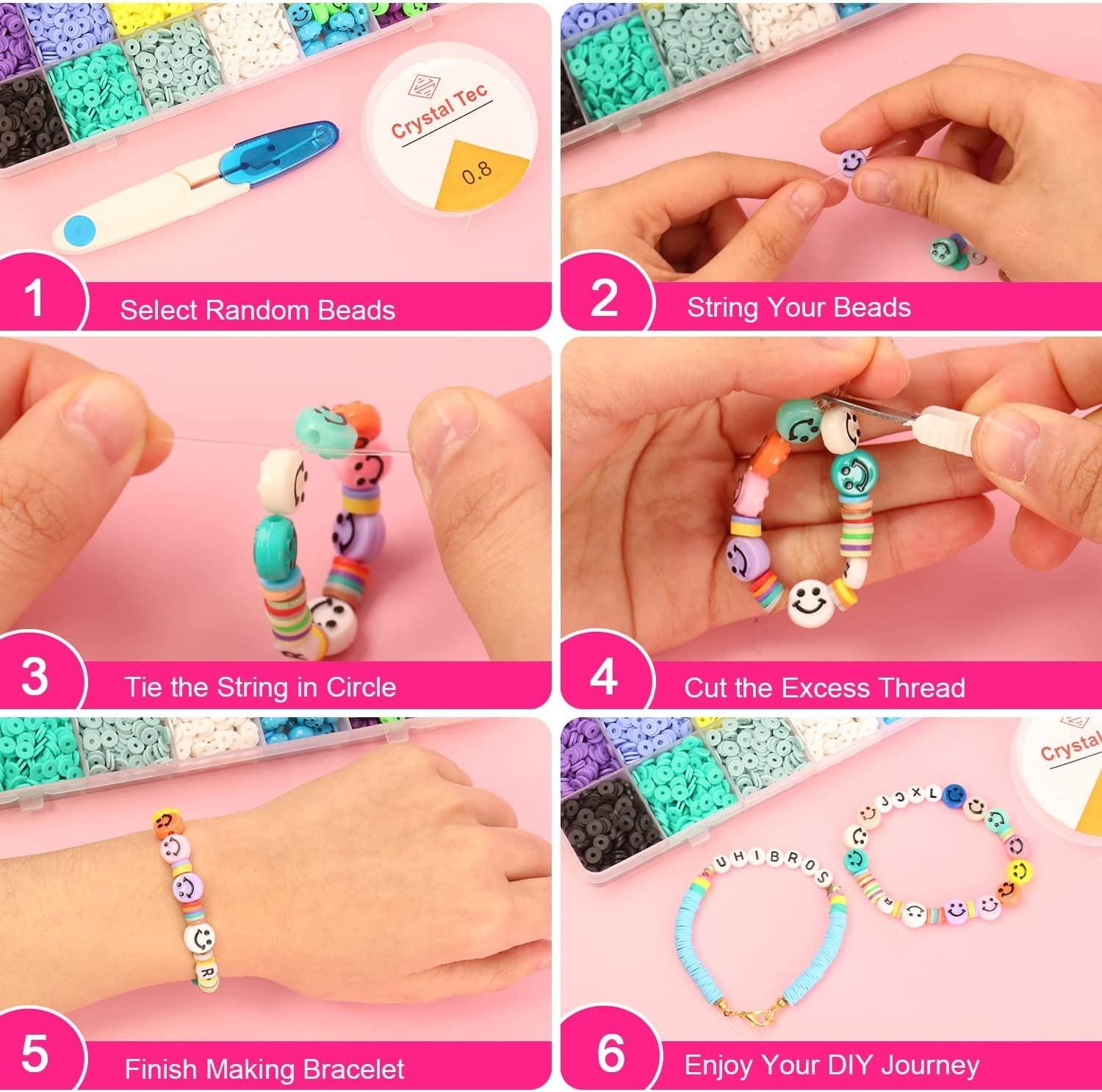 7230 Pcs Clay Bead Kit for Making Bracelets & Jewelry, 2 Box Kit for Kids