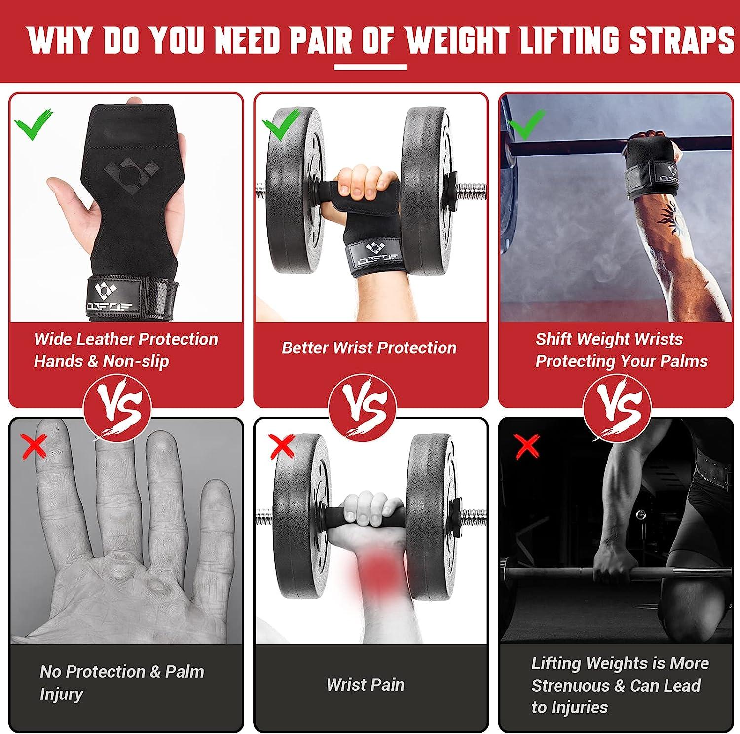Weight Lifting Grips Hooks With Wrist Straps & Wraps for Pull-ups Anti-Slip  Steel Hooks With Padded Strap Workout Support Your Wrist Straps for