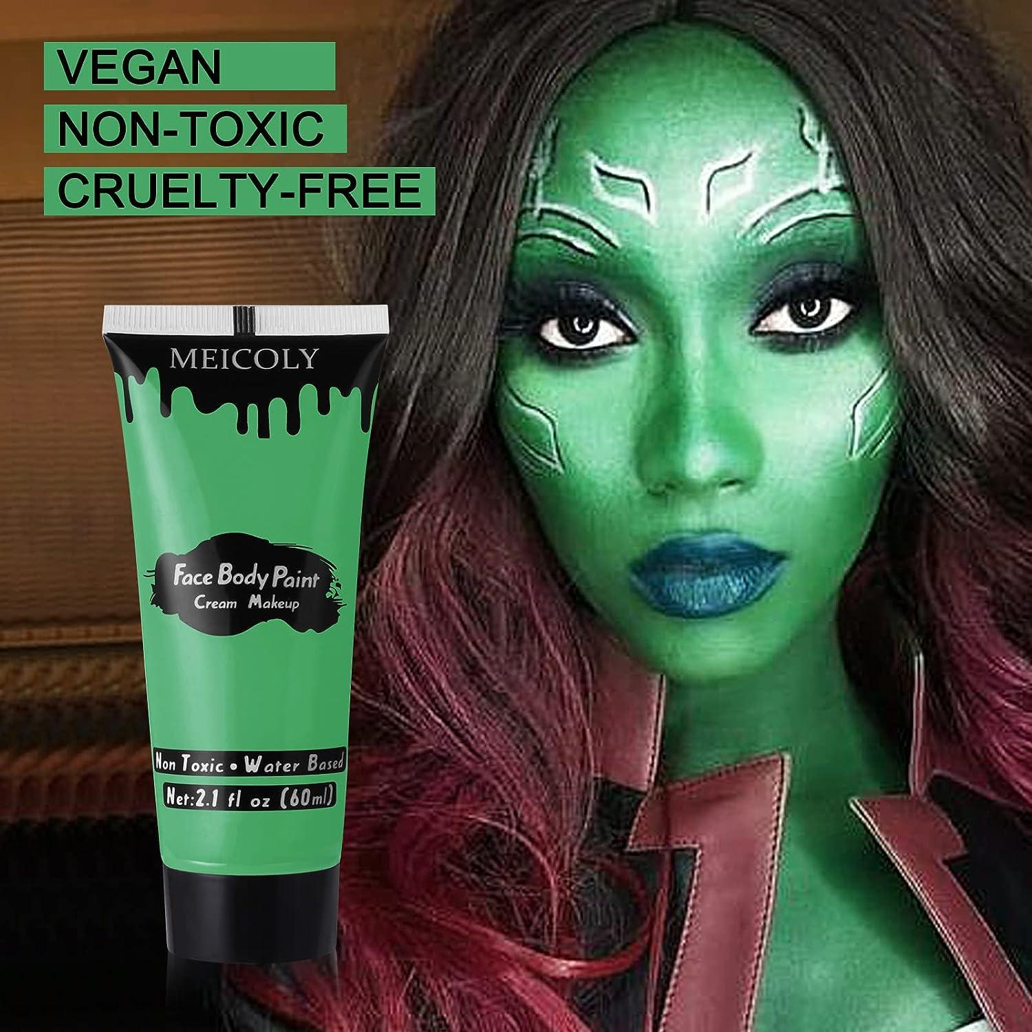 MEICOLY Neon Green Face Paint,Water Activated Face Paint,Glow in The Dark  Full Body Paint,Washable Non-toxic Fluorescent Single Color Body