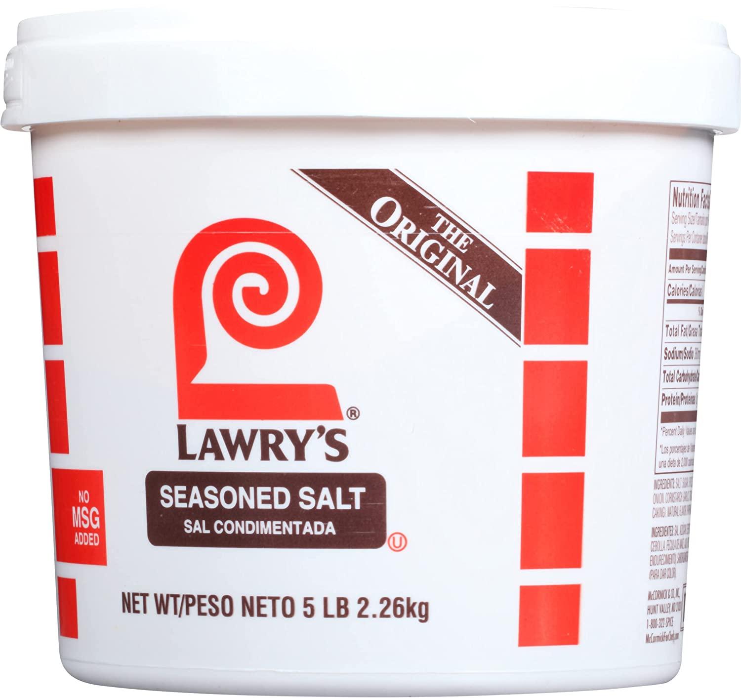  Lawry's Seasoned Salt, 5 lb - One 5 Pound Container of  All-Purpose Seasoned Salt Made With Perfect Blend of Salt, Garlic,  Turmeric, Celery, Paprika and Other Spices : Flavored Salt 
