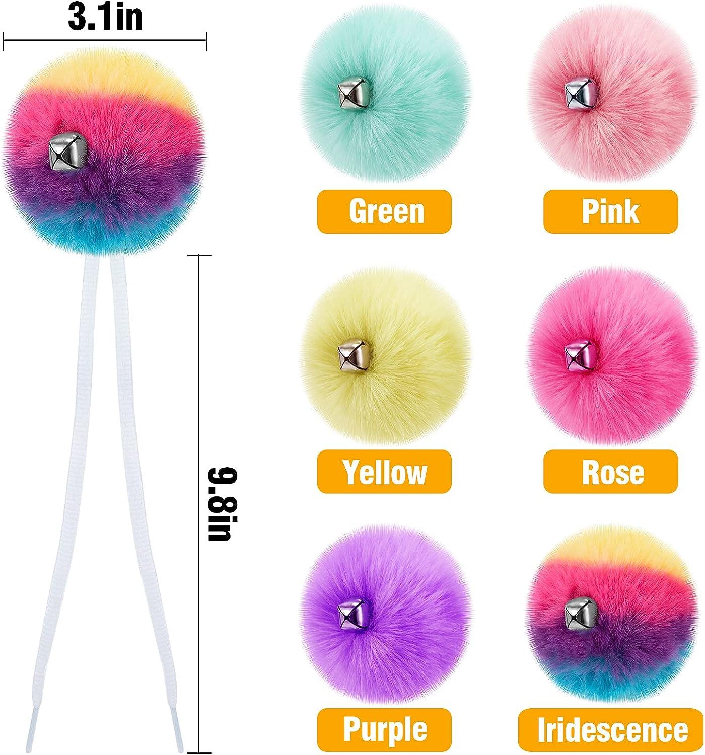 12 Pieces Roller Skate Poms With Jingle - 3.1 Inch Fluffy Tie-on Roller  Skate Poms Fuzzy (6 Colors)
