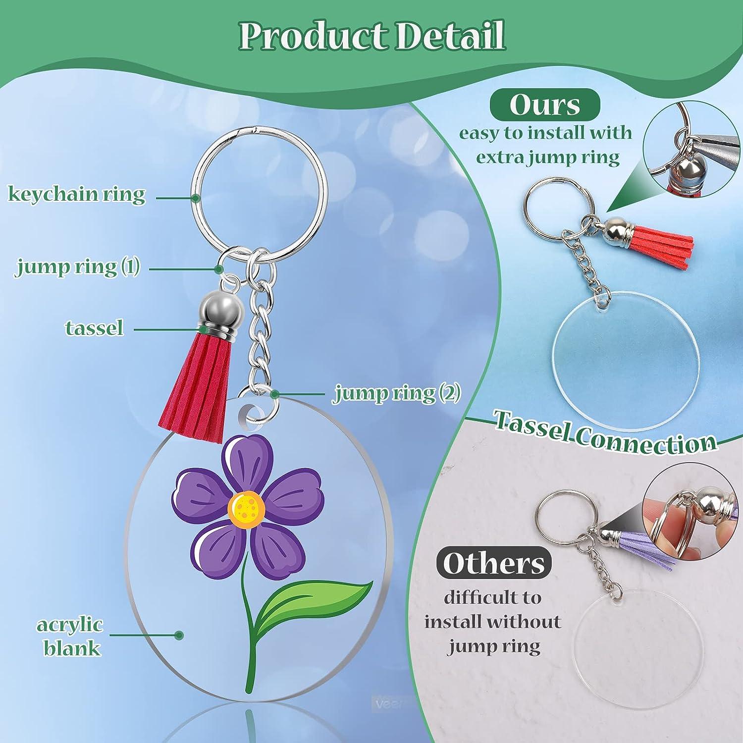 تسوق 126Pcs Acrylic Keychain Blanks Tassels,Round Shapes