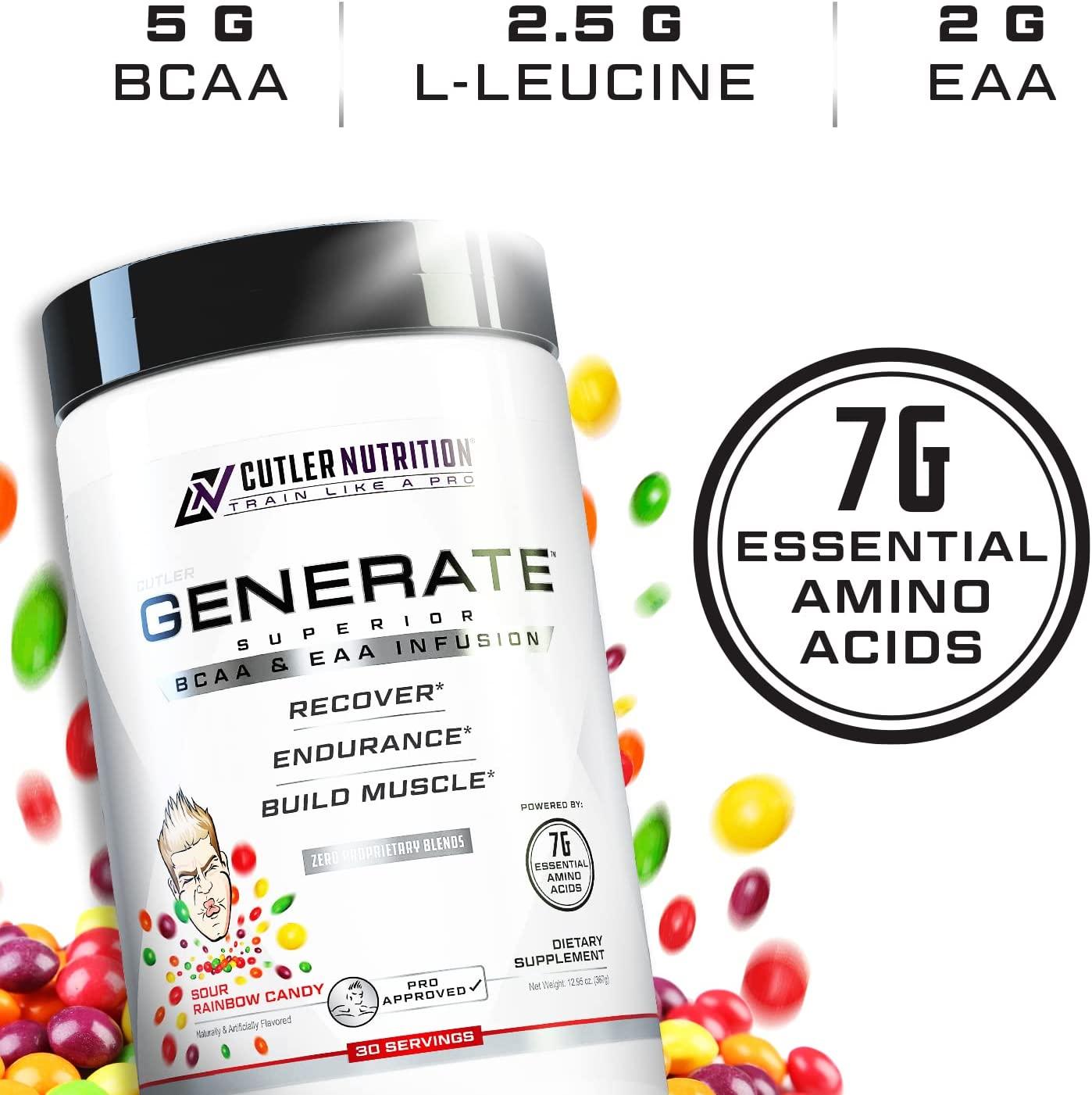 : Cutler Nutrition Generate EAA and BCAA Powder: Best Branched  Chain Amino Acids Supplement with Essential Amino Acids, 5g BCAAs, 2g EAAs  for Lean Muscle Mass