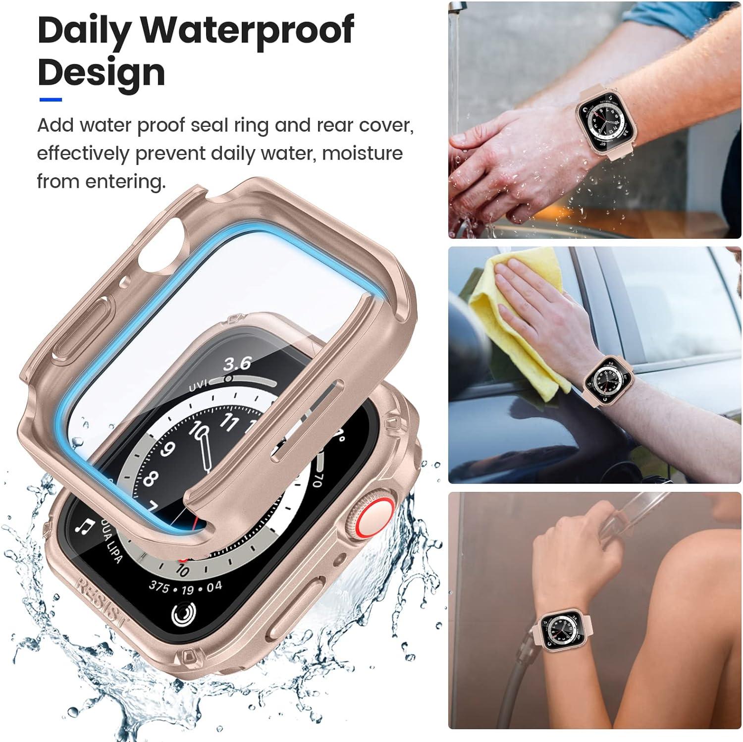 Waterproof Case for Apple Watch Ultra 2 Screen Protector Case 49mm Straight  Edge Cover iWatch series 9 8 SE 7 44mm 40mm 45 41mm
