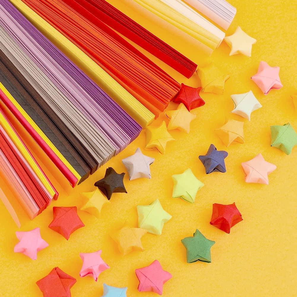 Star Origami Paper Star Paper Strip Sided Origami Stars Paper Lucky Star  Decoration Paper Strips DIY Hand Art Crafts (10 colors light (1350 sheets))
