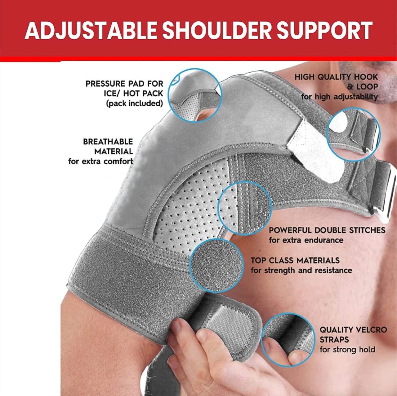 Shoulder Brace for Men Women - Reusable Therapy Ice Gel Pack for Torn  Rotator Cuff Support, Bursitis, Shoulder Compression Sleeve Wrap,  Dislocation, Tendonitis Black Large (Chest 38-50 inches / Bicep 13-17  inches)