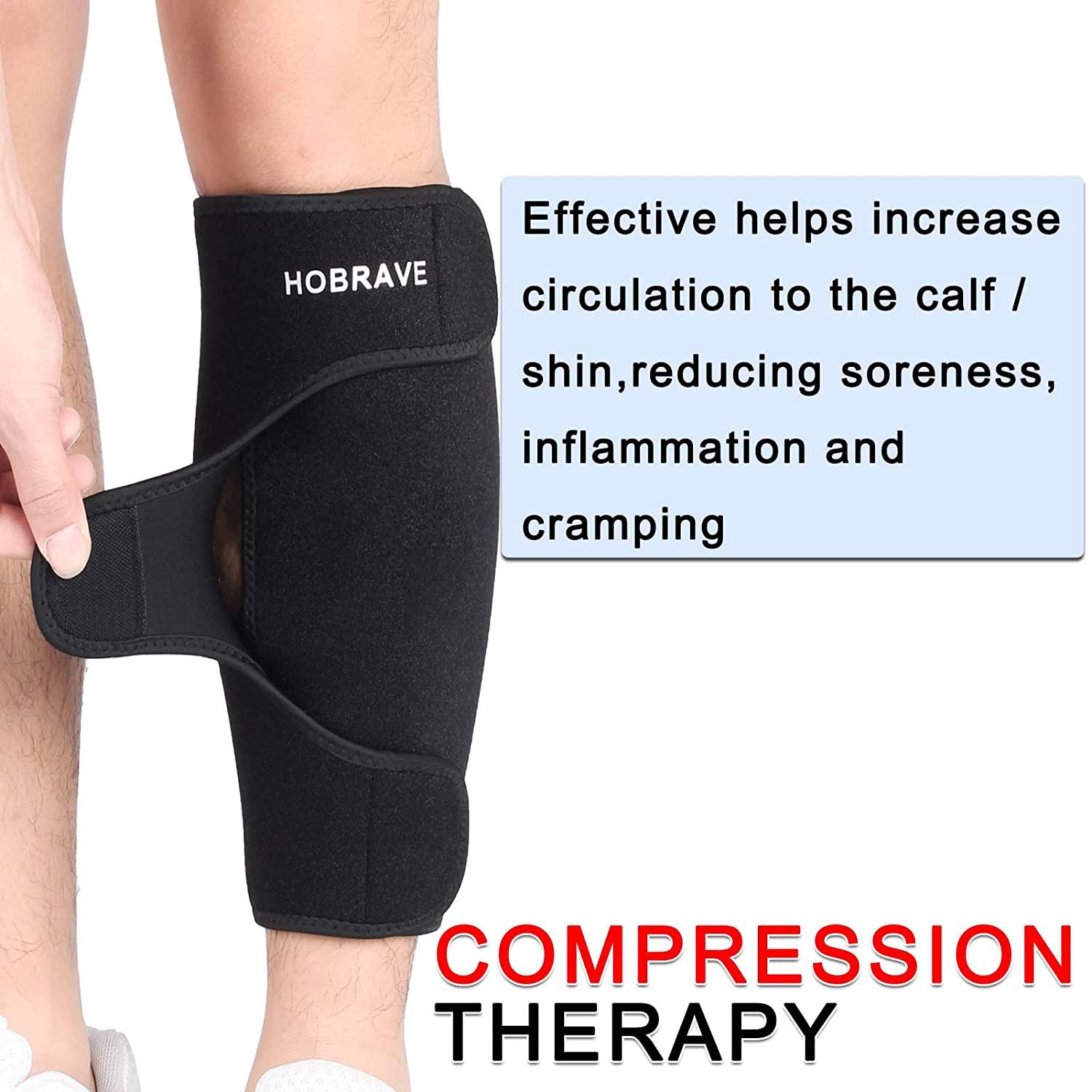 YHG Breathable Shin Splint Compression Wrap, Calf Support Brace with  Adjustable Hook and Loop for Calf Muscle Sprains, Swelling, Strain Injury