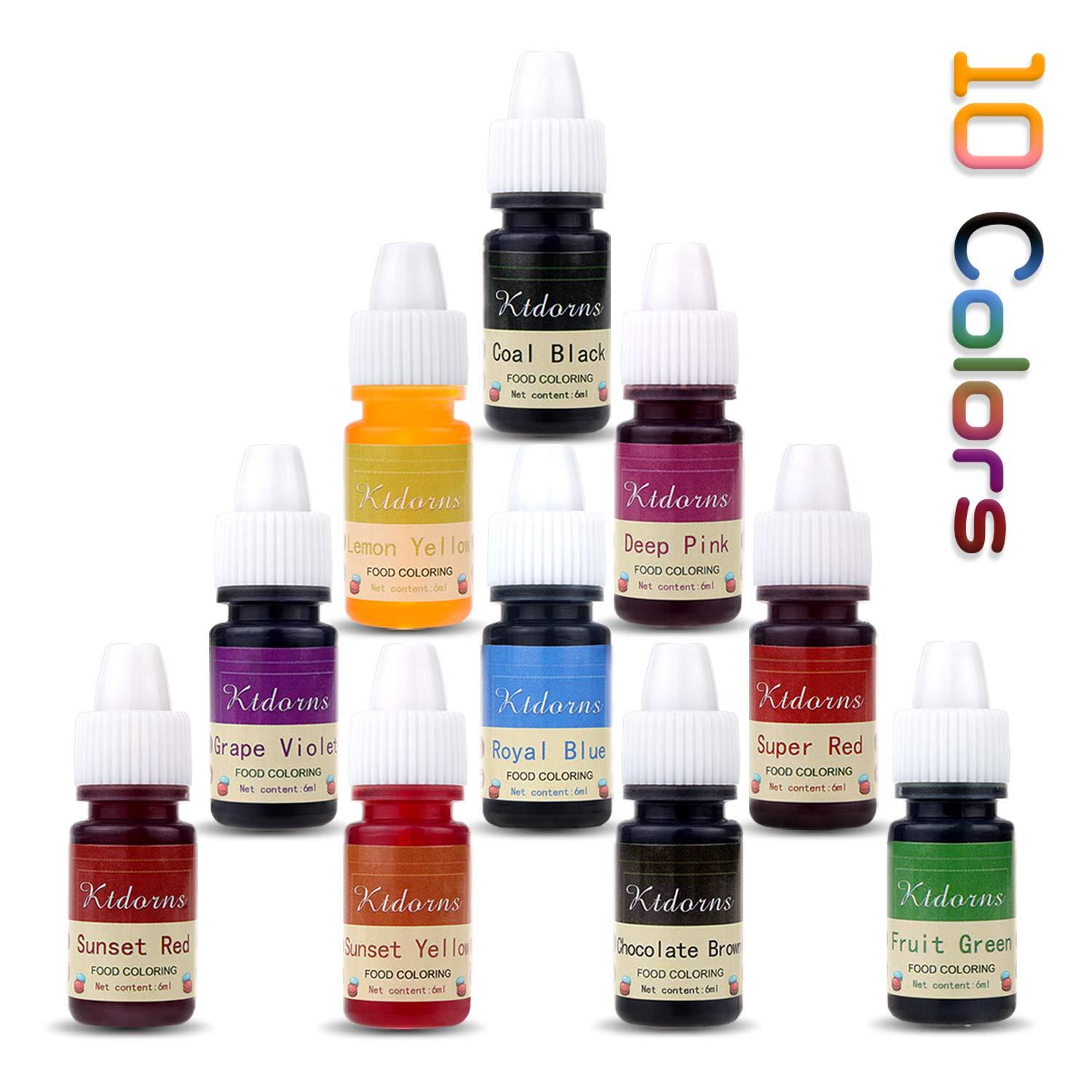 Food Coloring - 10 Color Cake Food Coloring Liquid Variety Kit for Baking, Decorating,Fondant and Cooking, Slime Making Supplies Kit - 25 fl oz (6ml)