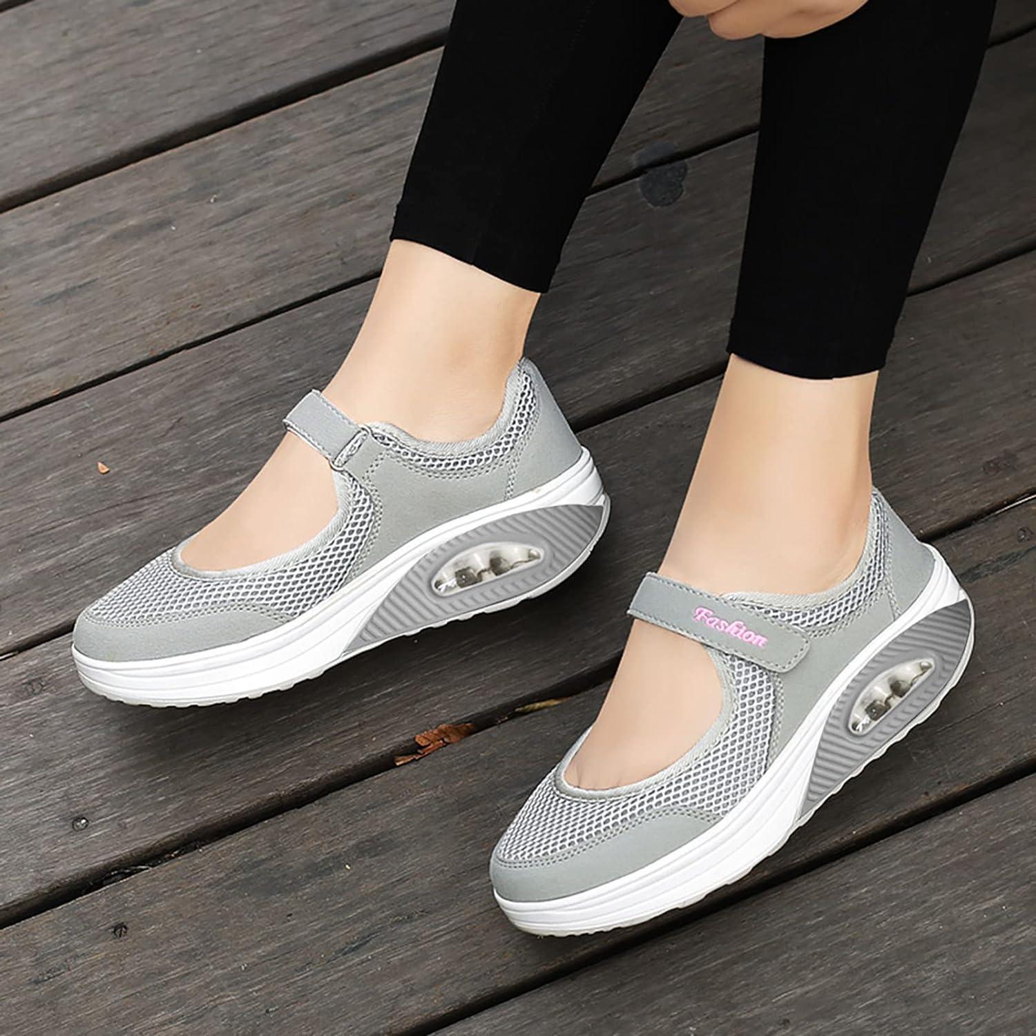 Women's Orthopedic Sneakers, Cushion Platform Diabetic Walking Shoes Slip  On