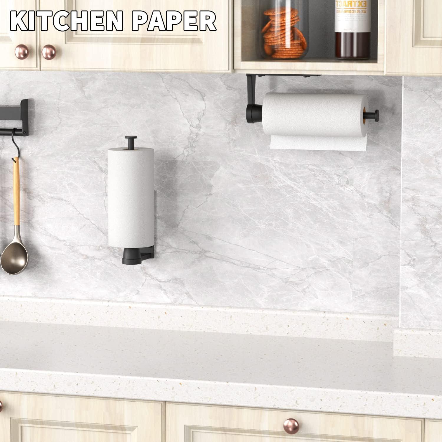 Kitchen Roll Holder Self Adhesive Aluminum Paper Towel Holder Under Cabinet  Kitchen Roll Towel Holder No Drilling,1 Pcs,black